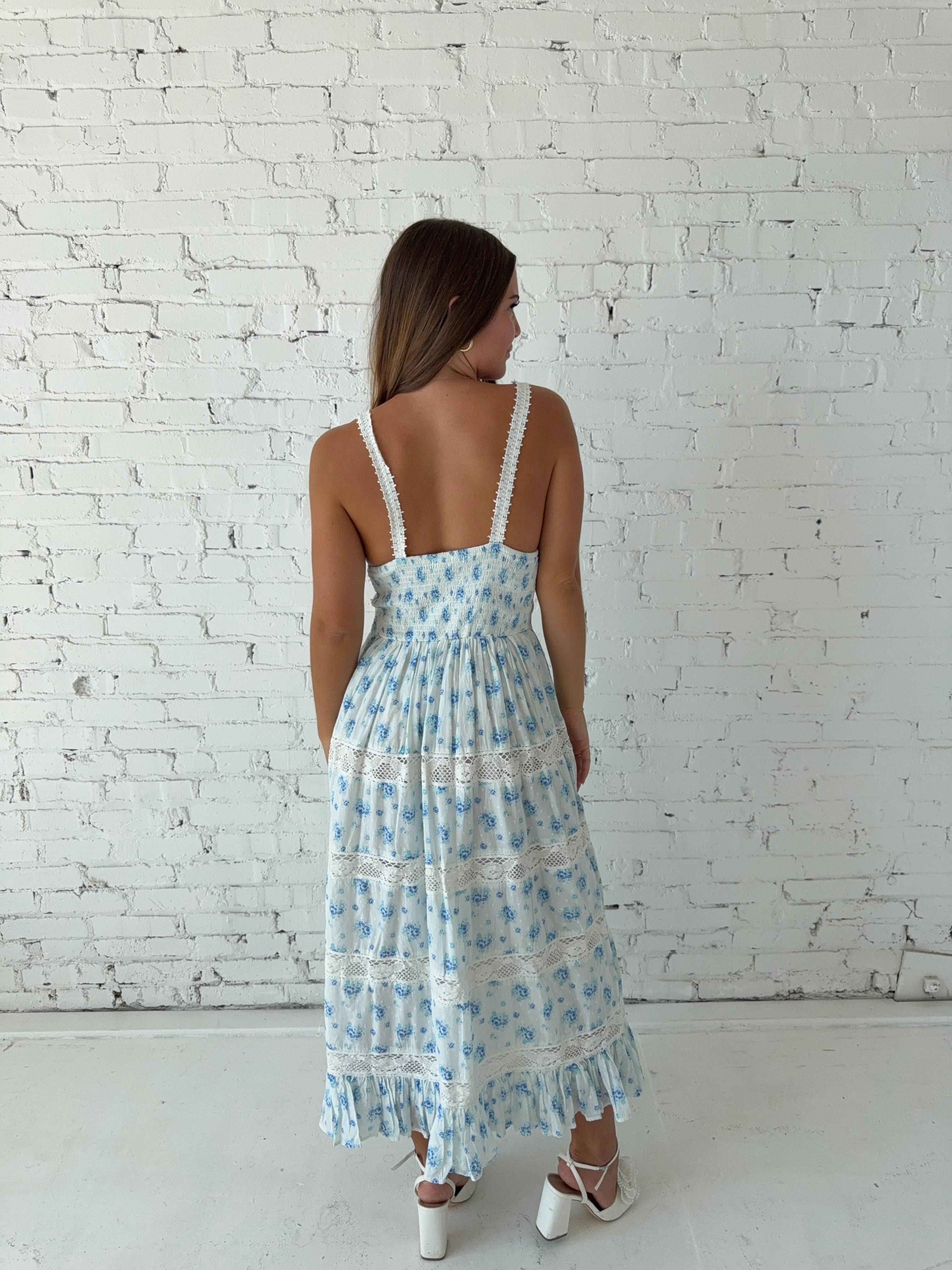 Mila Midi Dress - Ocean Bloom