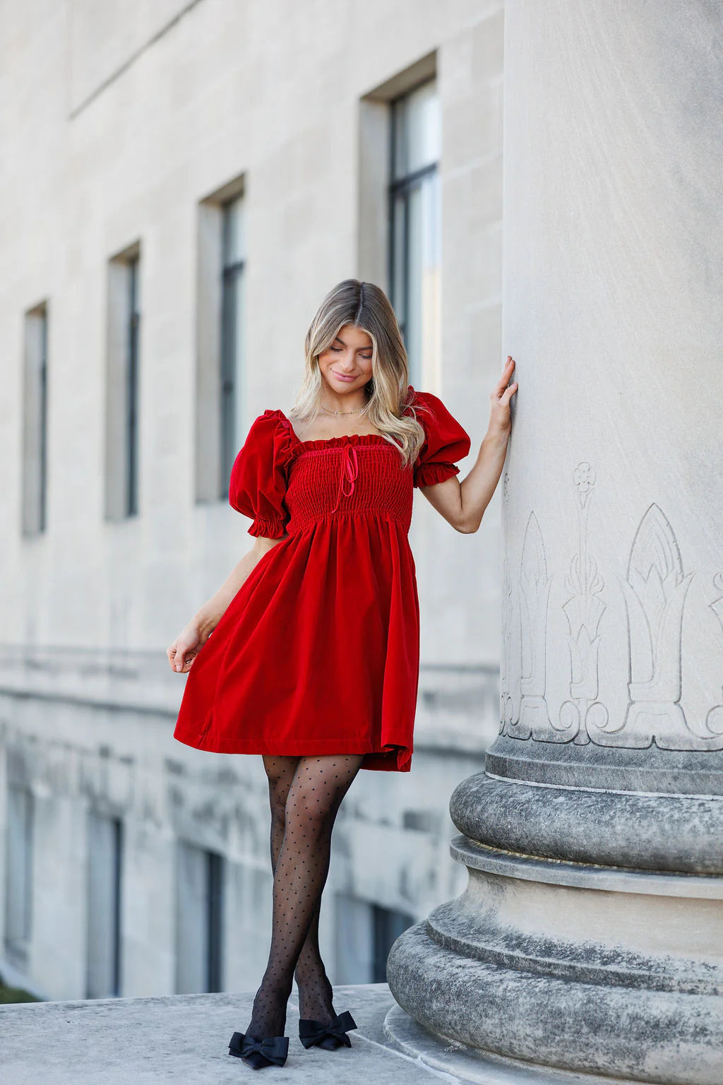 SMALL - Merry Little Christmas Velvet Mini Dress - Red