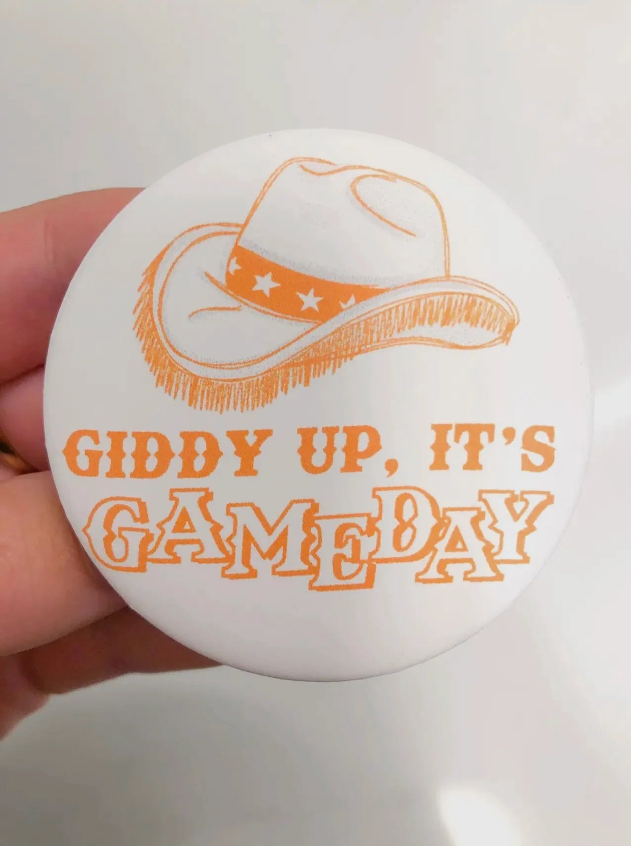 Giddy Up Button - Orange