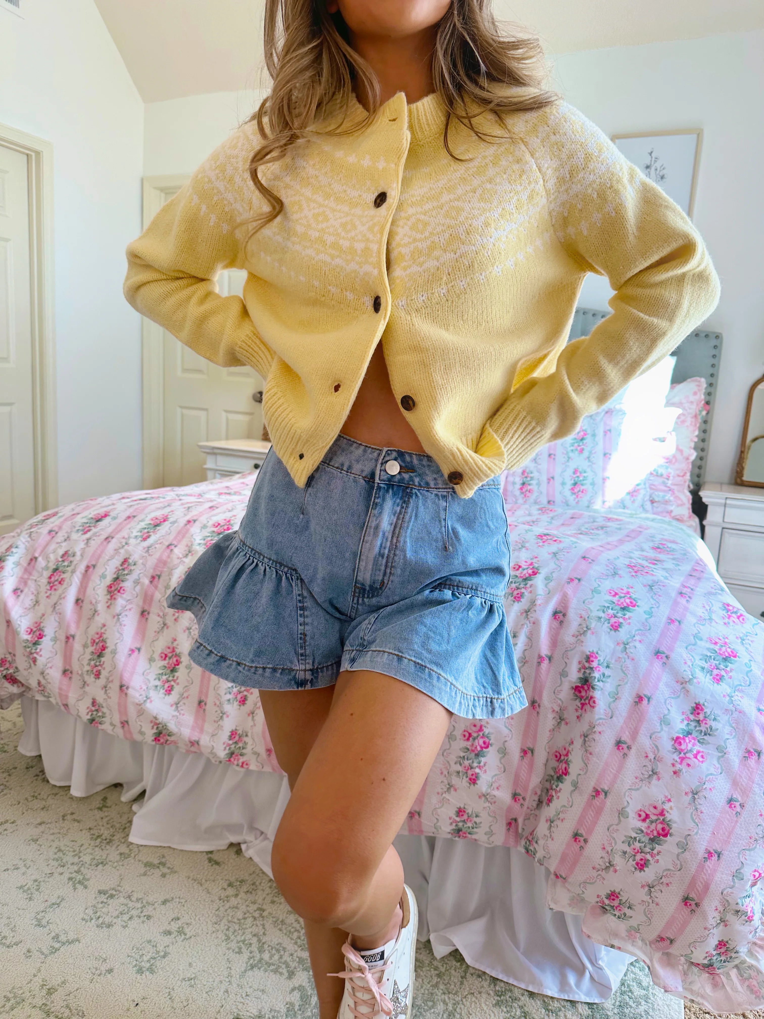 Tootie Denim Flare Shorts - Light Wash