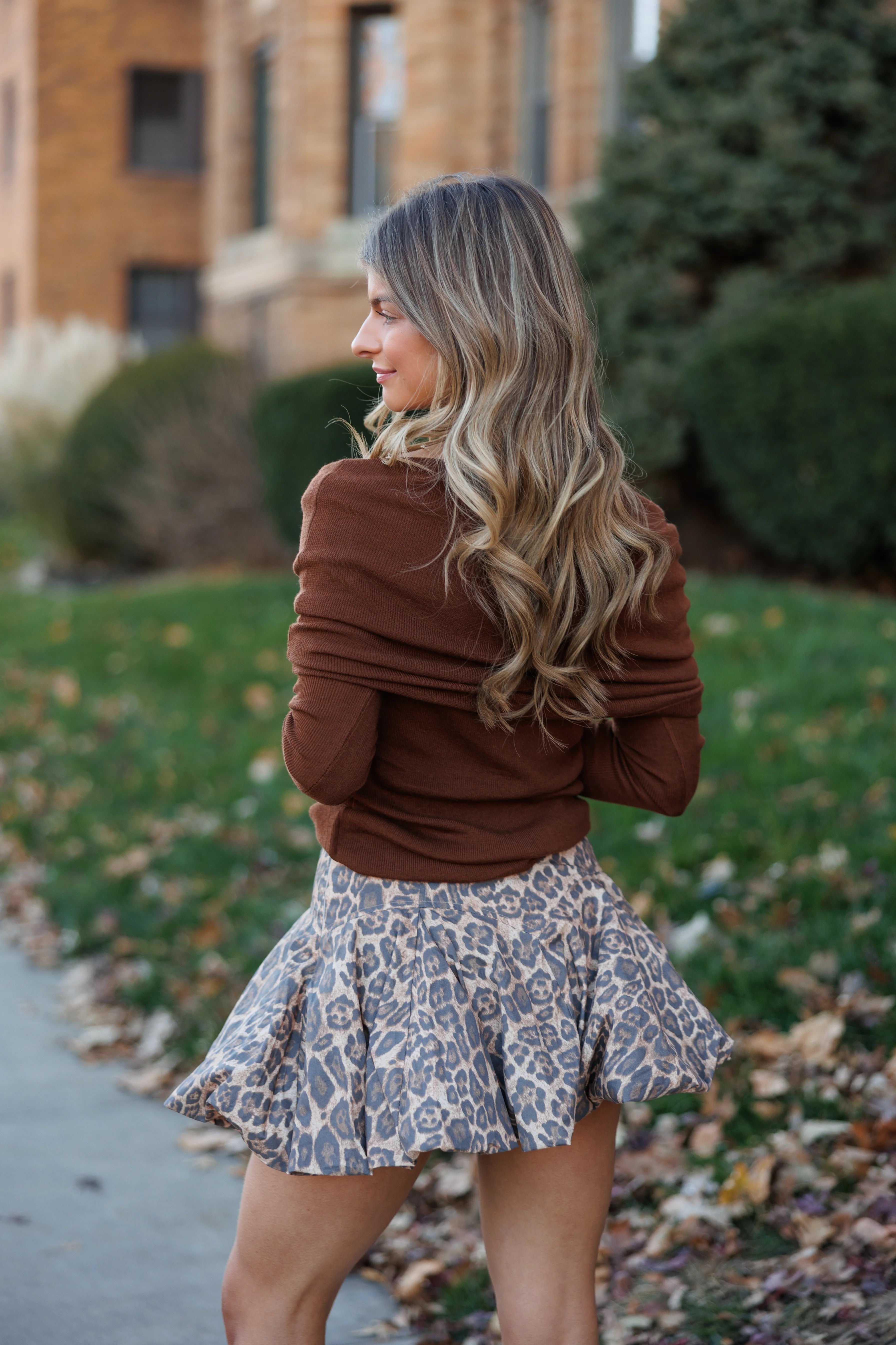 Daphne Leopard Bubble Mini Skirt