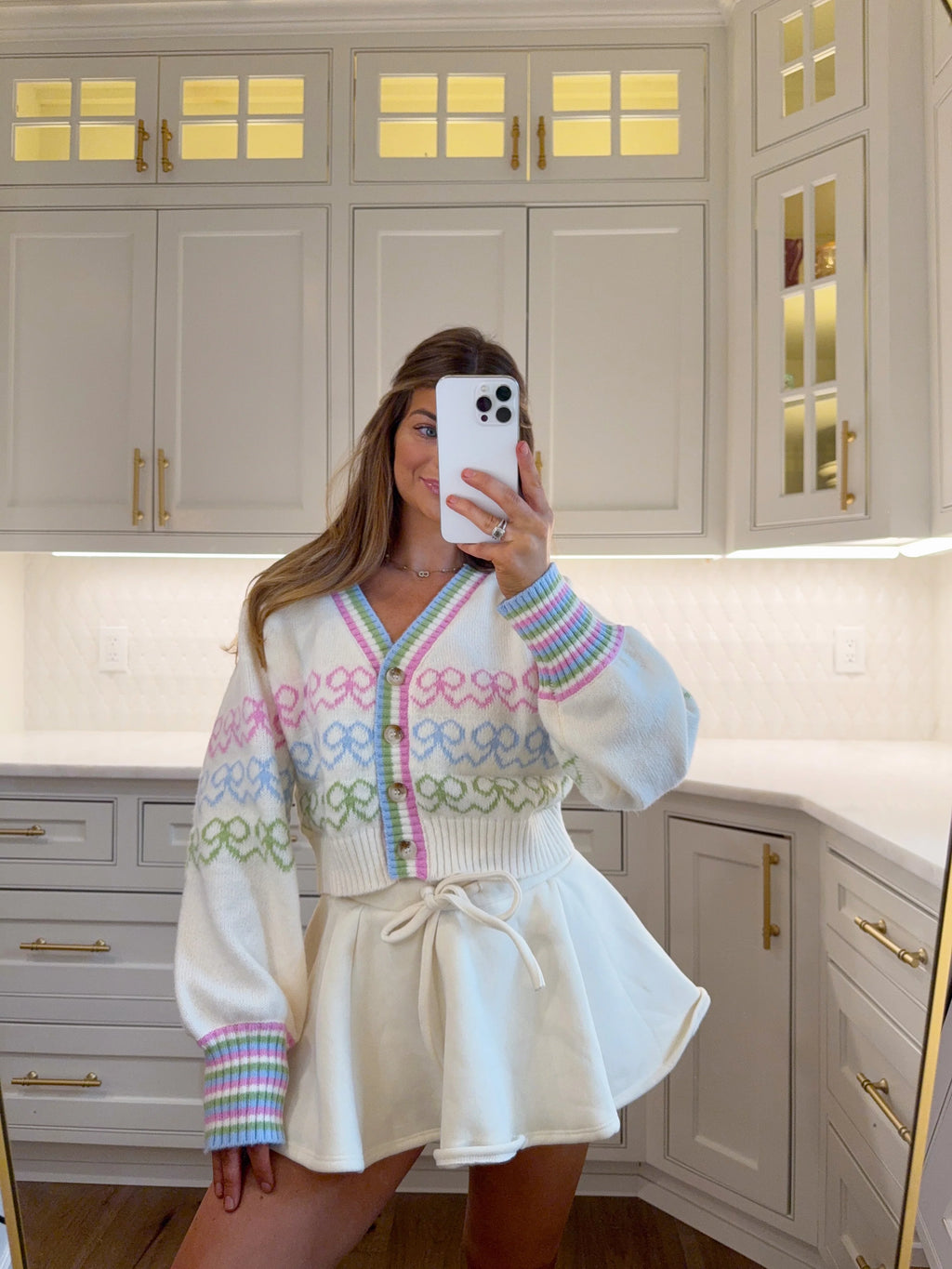 Harrington Ribbon Cardigan - Cream / Multi