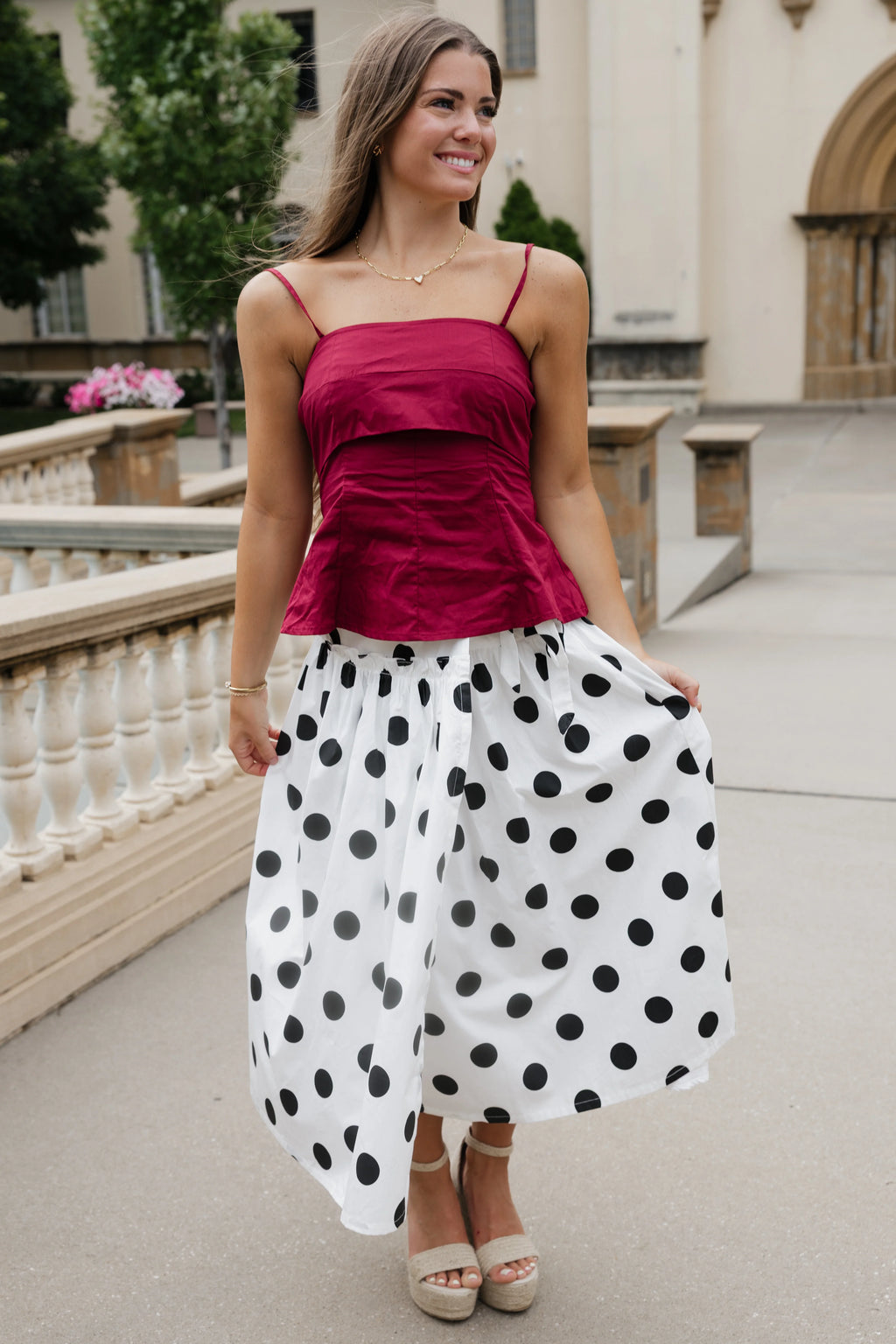 Lola Polka Dot Maxi Skirt - White / Black
