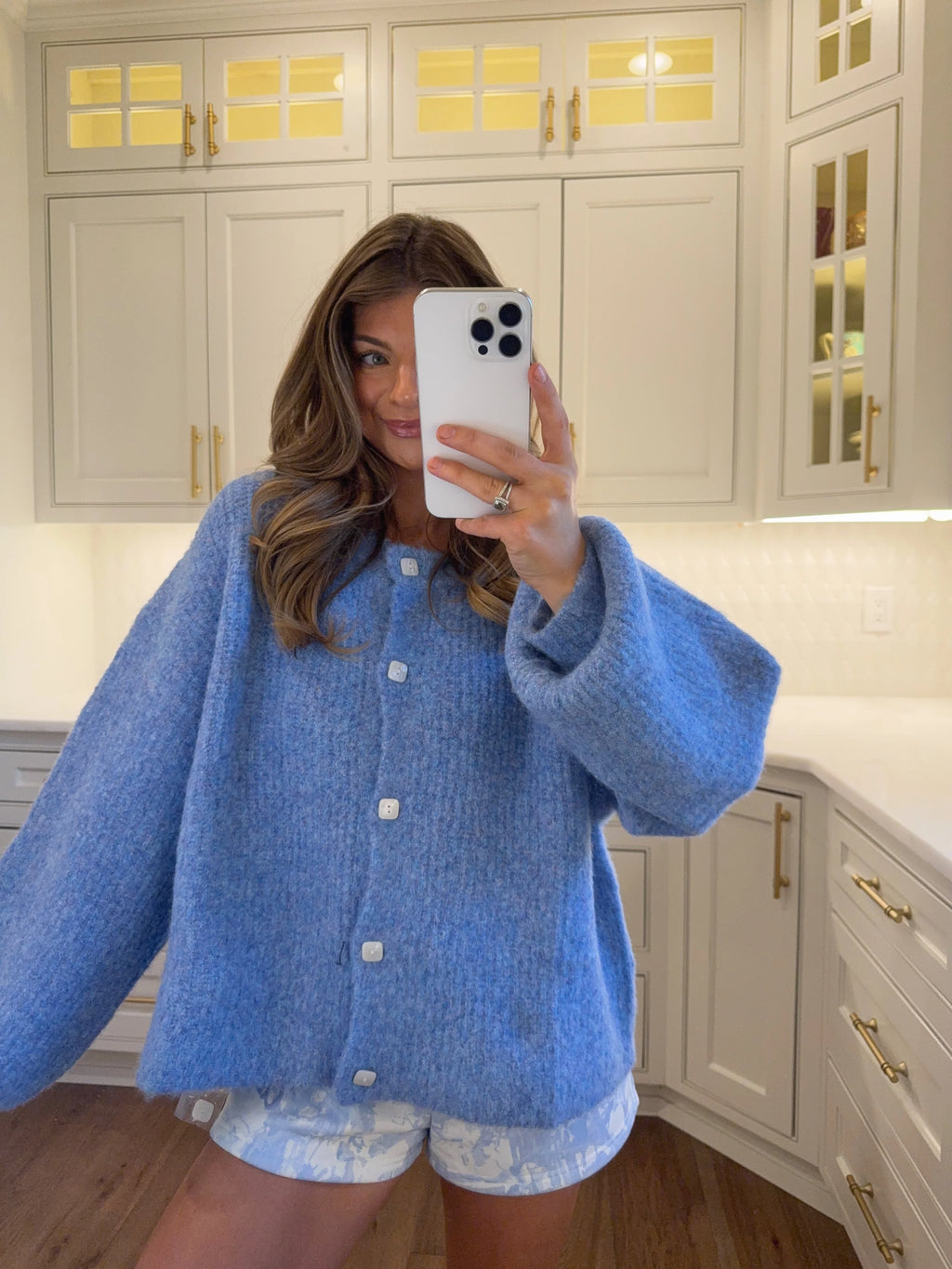 PREORDER EST SHIP 9.18 Moody Balloon Sleeve Knit Cardigan - Blue