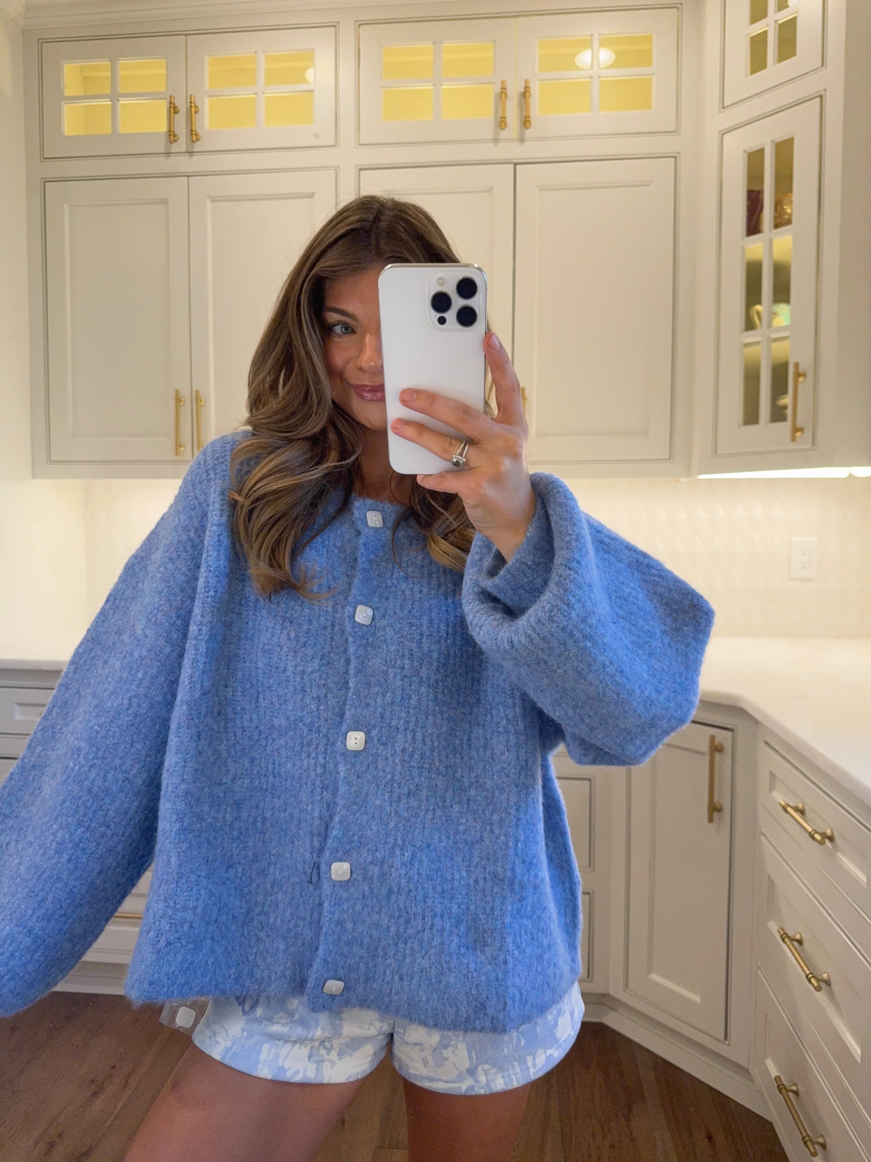 PREORDER EST SHIP 9.18 Moody Balloon Sleeve Knit Cardigan - Blue