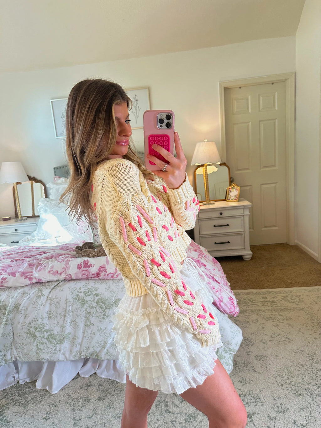 Necessity Cable Pink Interlaced Knit Sweater