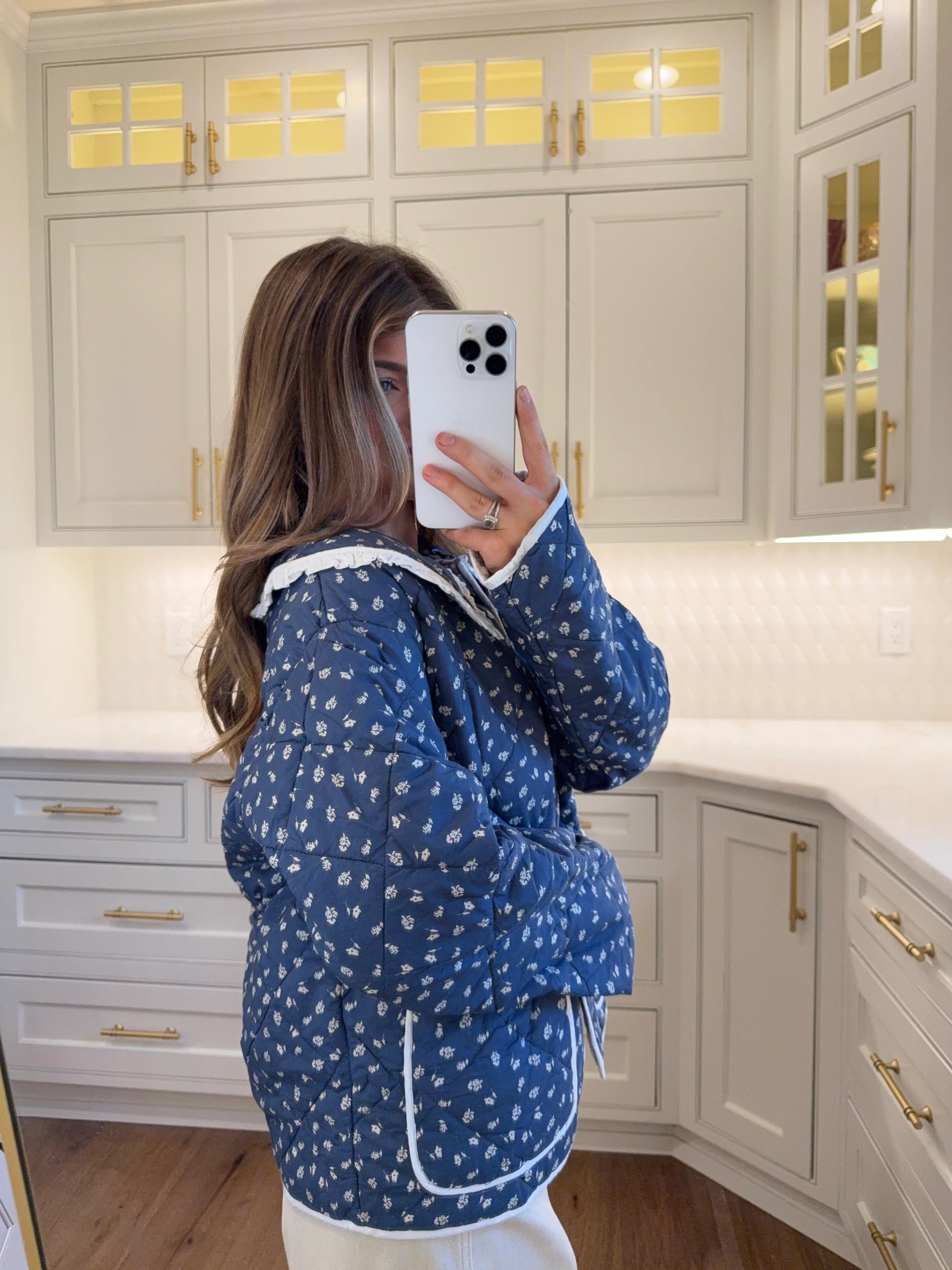 Cider Doll Collar Quilted Jacket - Indigo