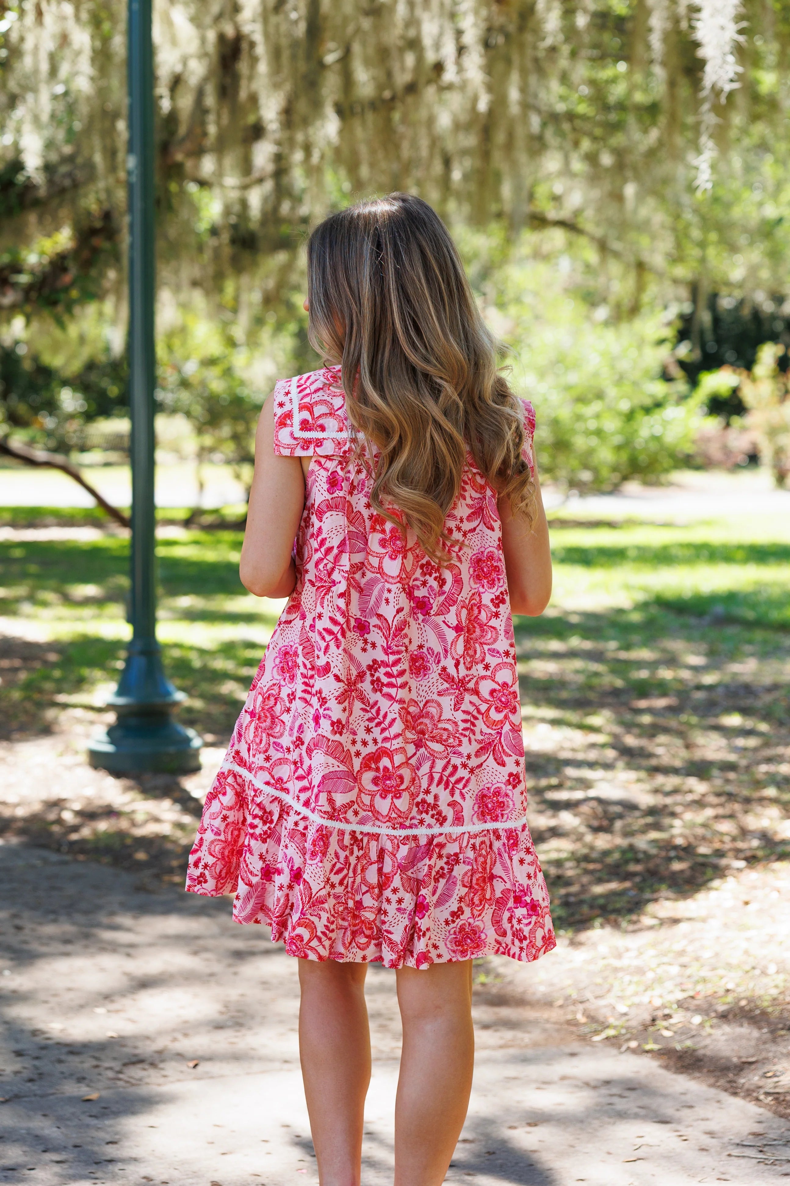 Radiant Floral Mini Dress - Pink / Red
