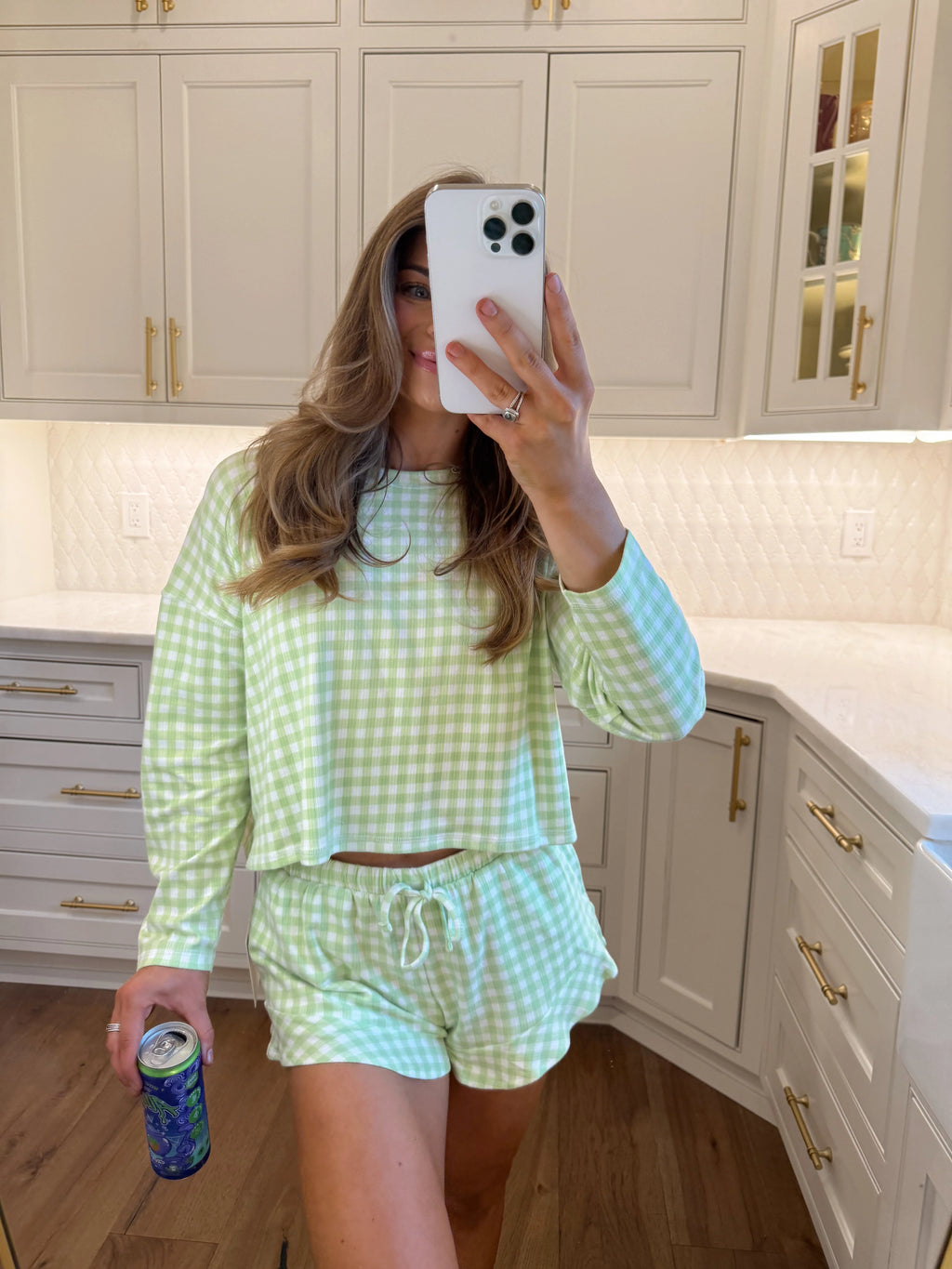 Happy Camper Candy Apple Gingham Pajama Set