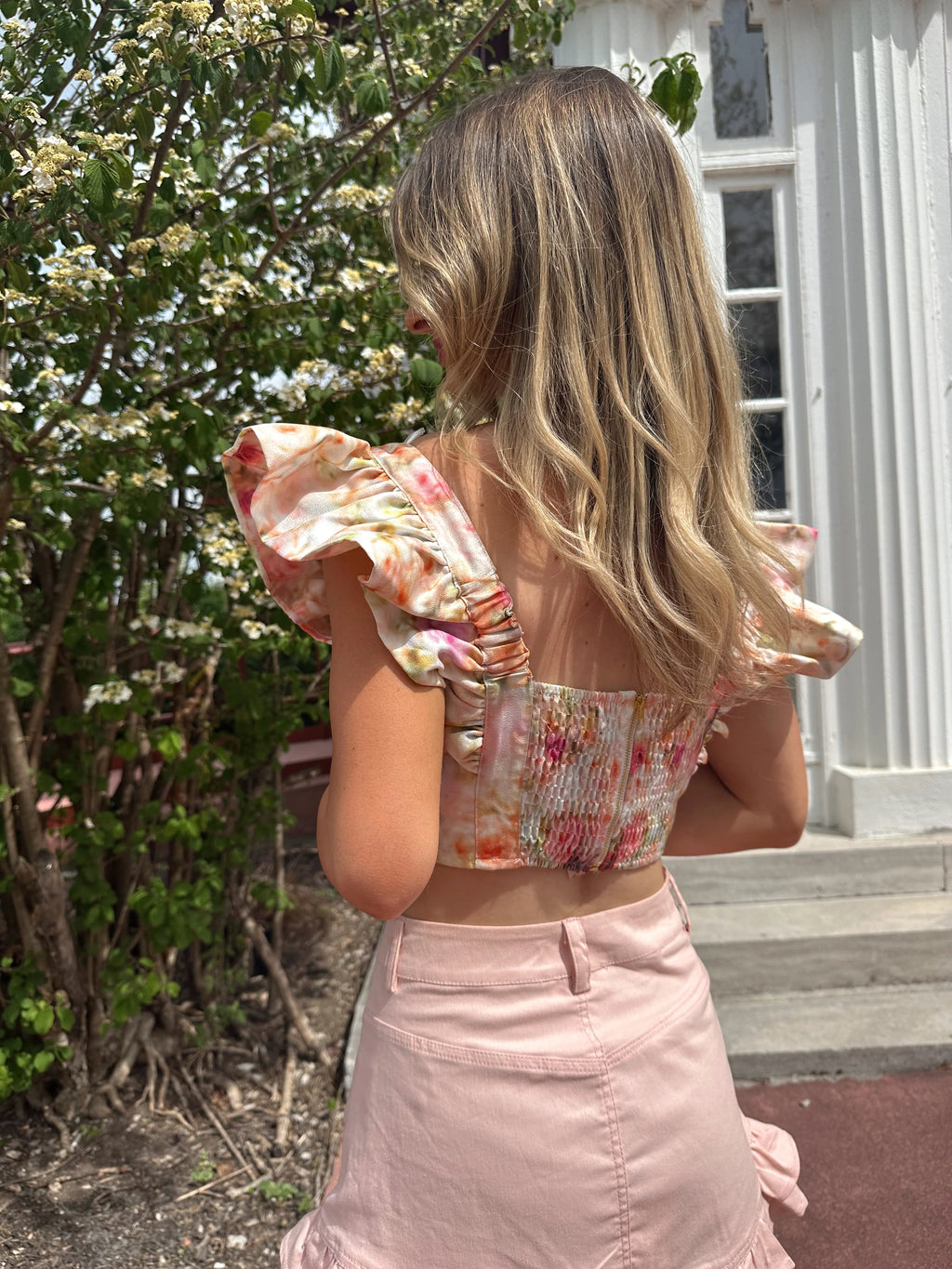 Lydia Flutter Sleeve Crop Top