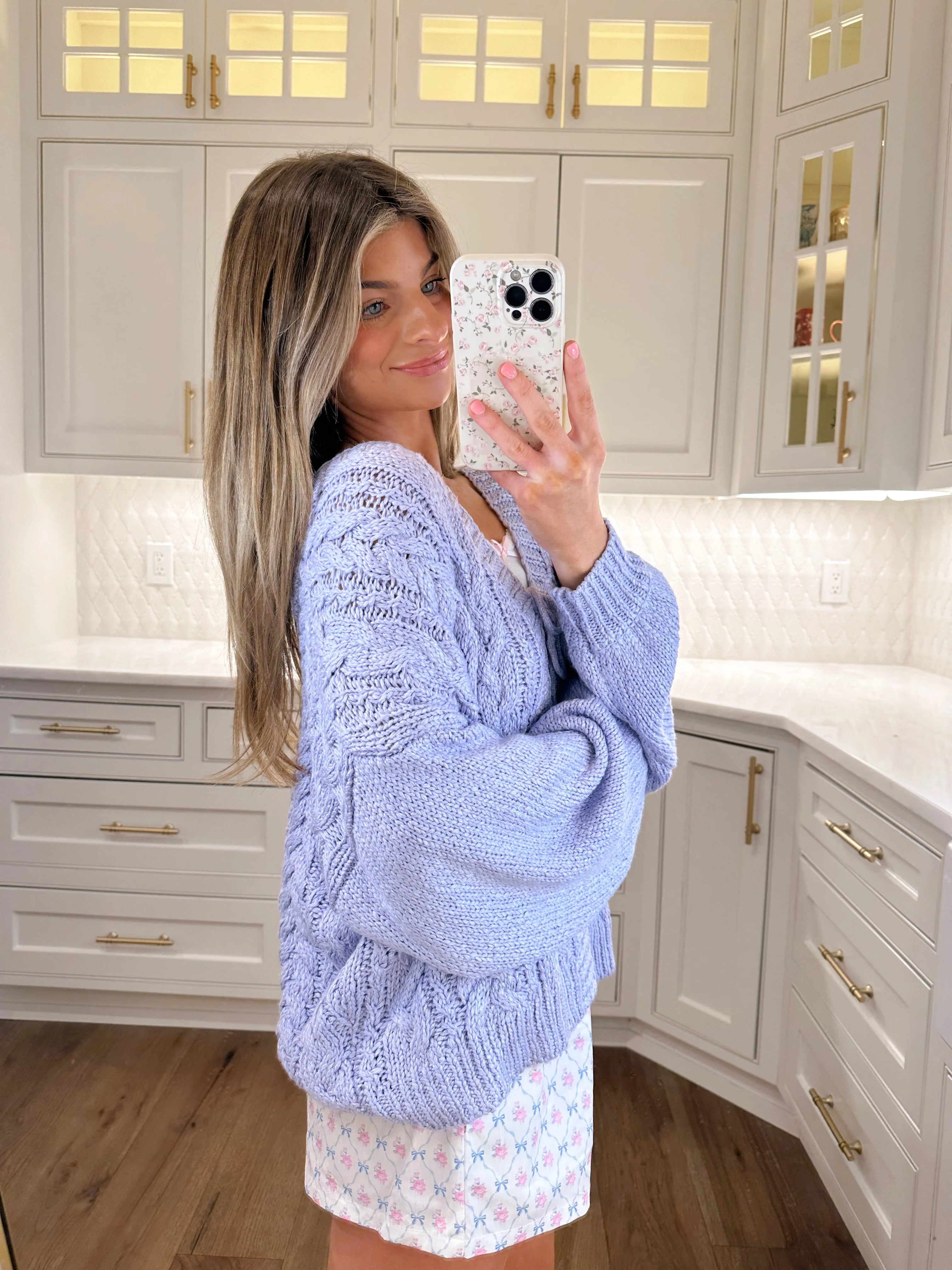 Polished Tie Front Oversized Cardigan - Lavender