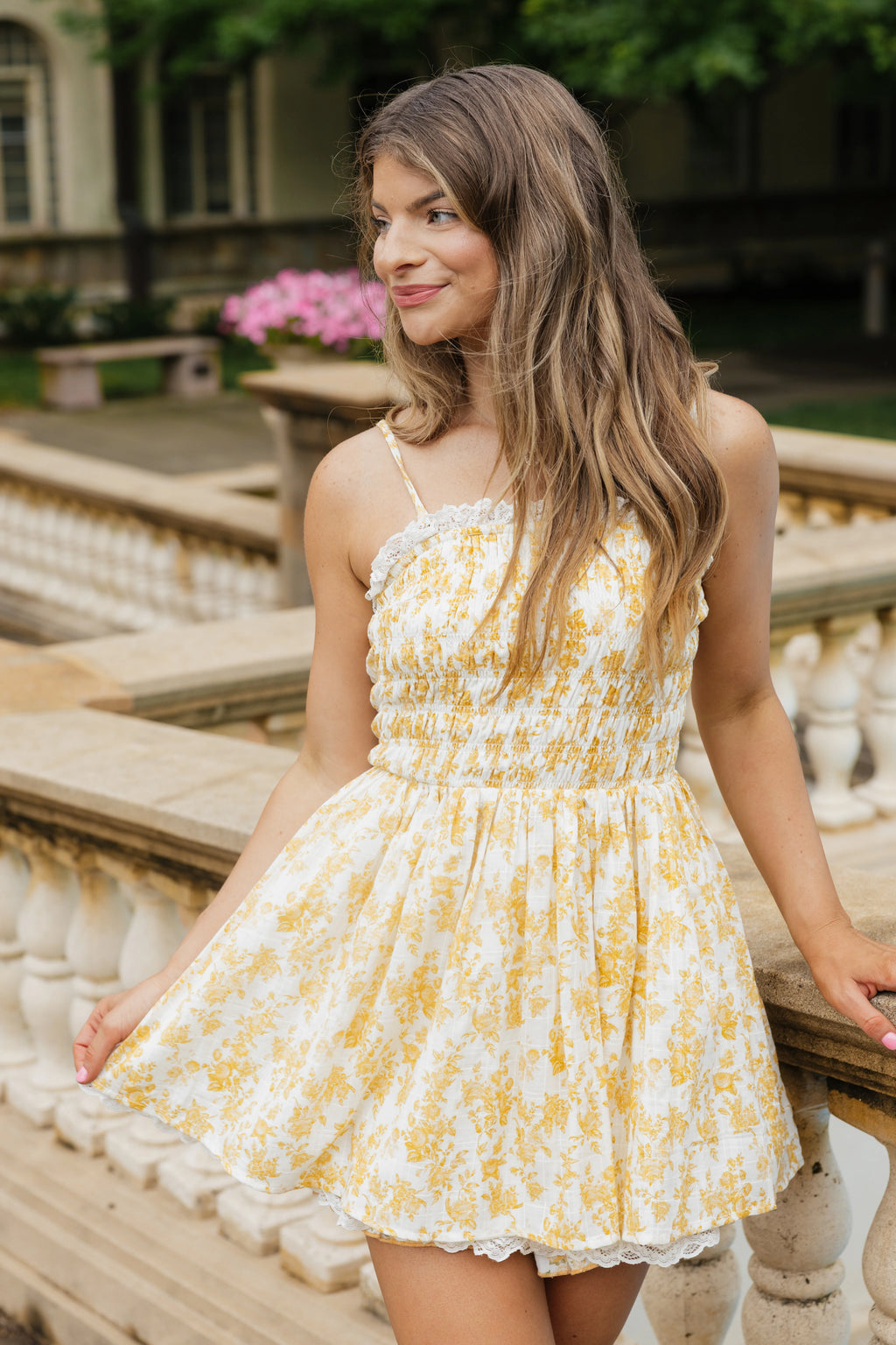 Bennett Mini Dress - Yellow / White