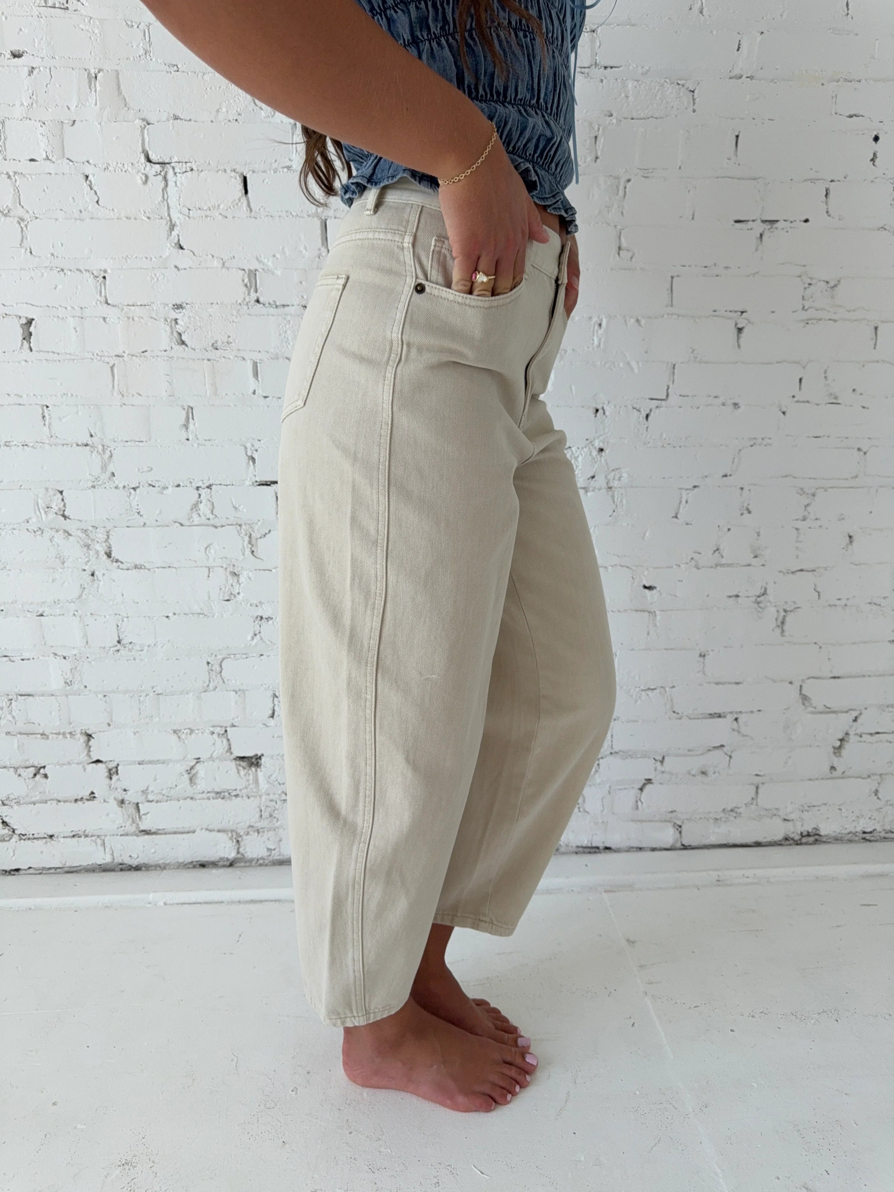 Jonie Barrel Pant - Beige