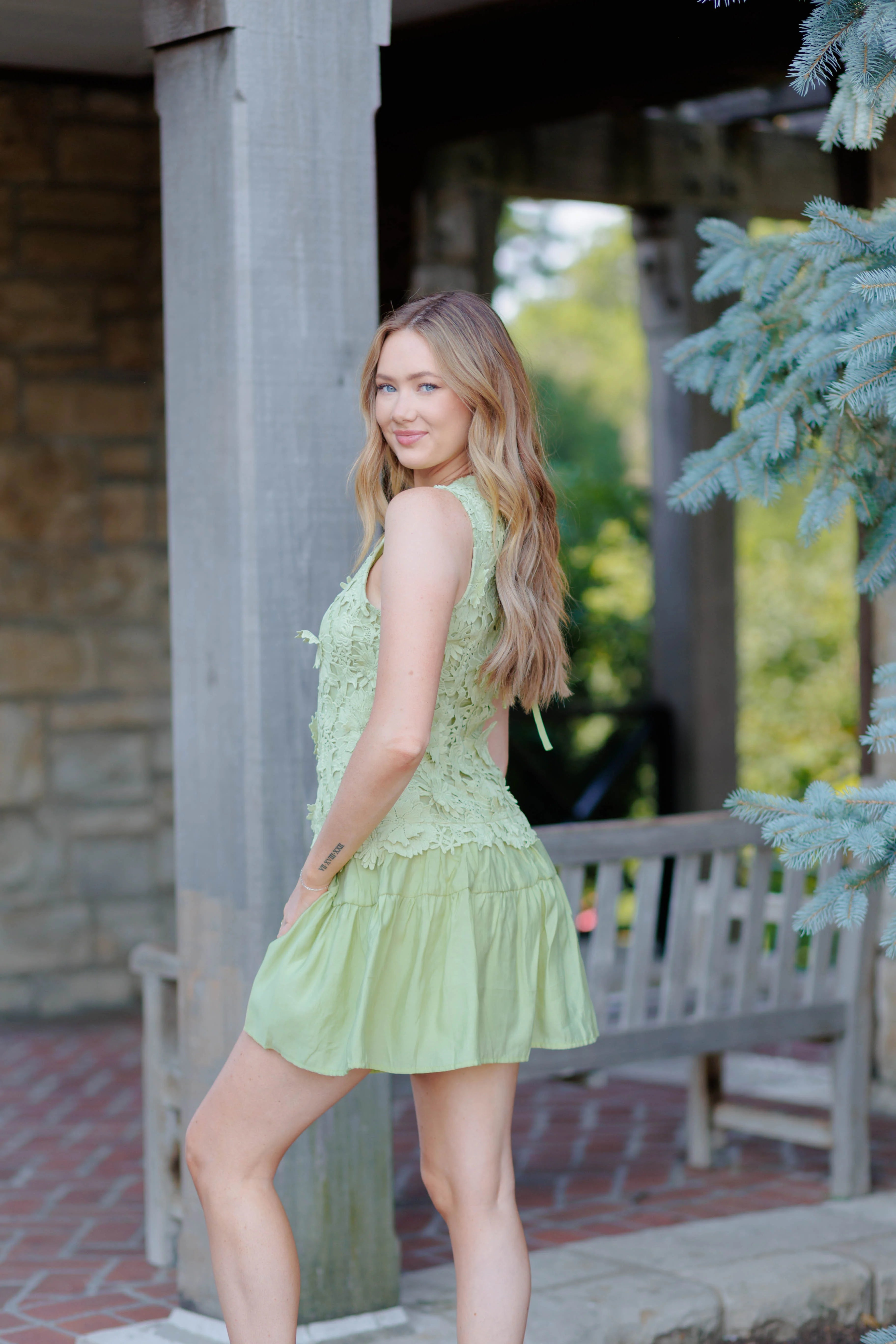 Gardenia Mini Dress - Sage