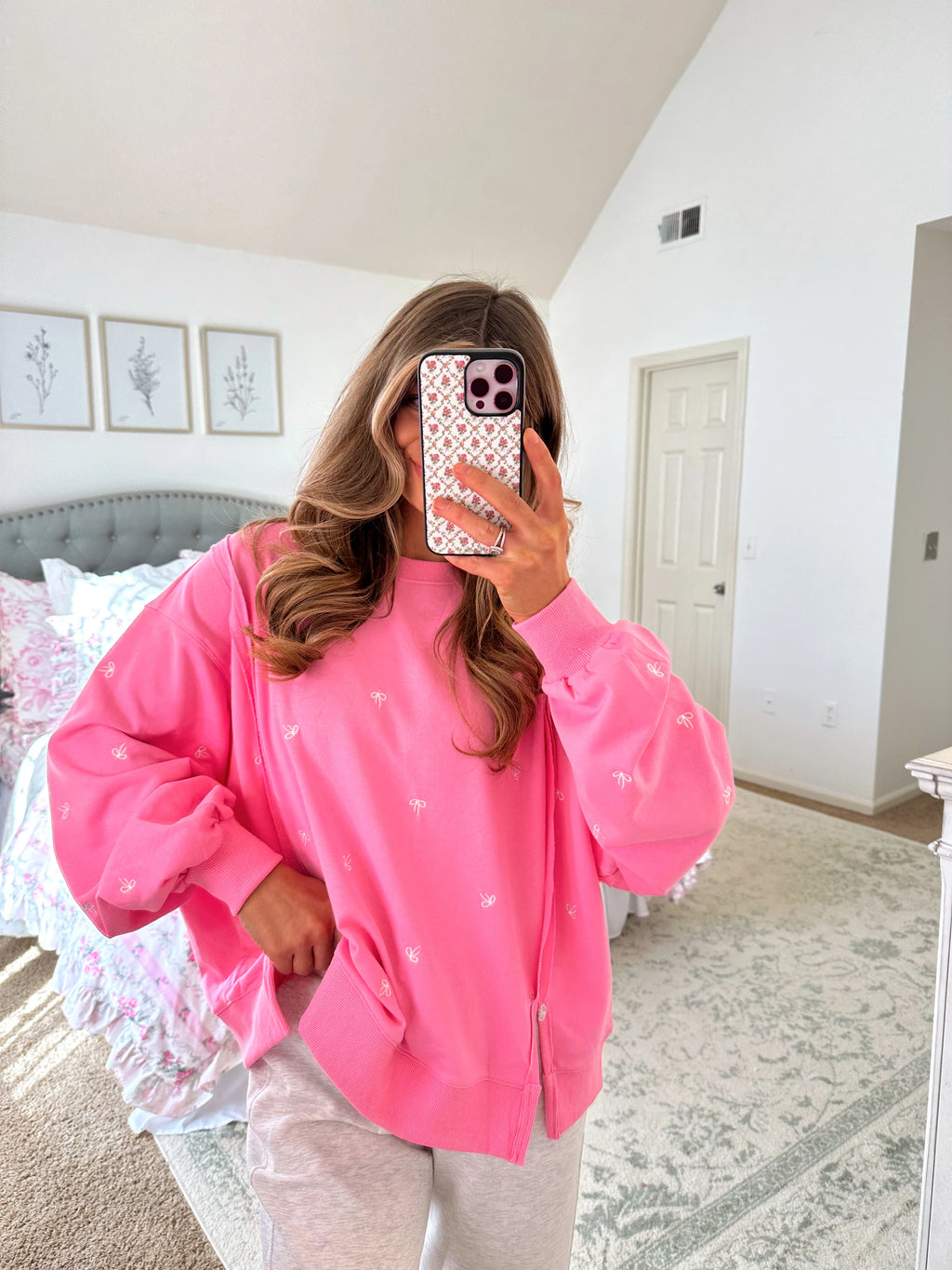 Thoughtful Ribbon Embroidered Pullover - Pink