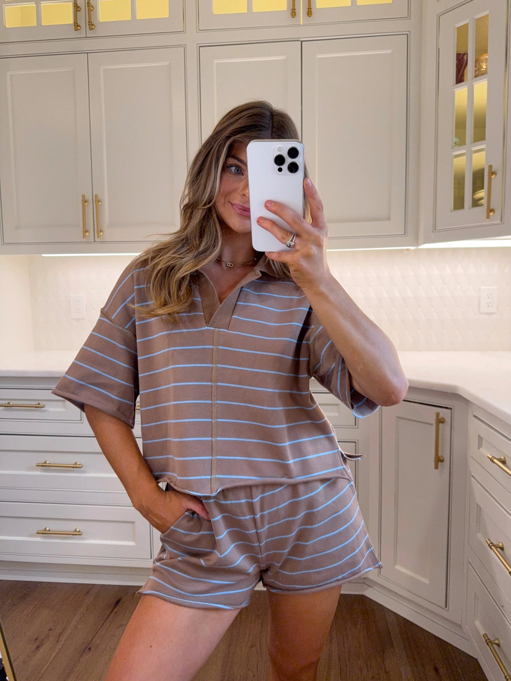 Camberly Striped Set - Mocha / Blue