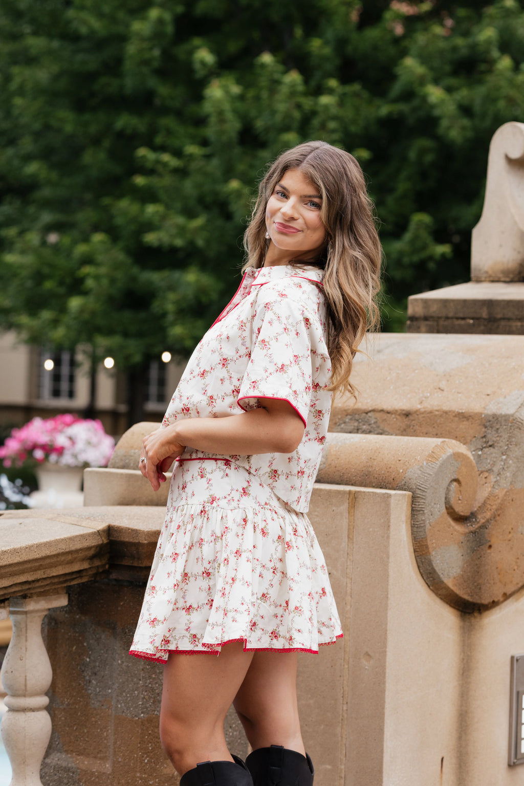 Brinley Floral Print Set - Red