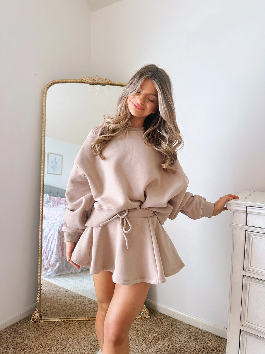 Boardwalk Crewneck and Skort Set - Mocha