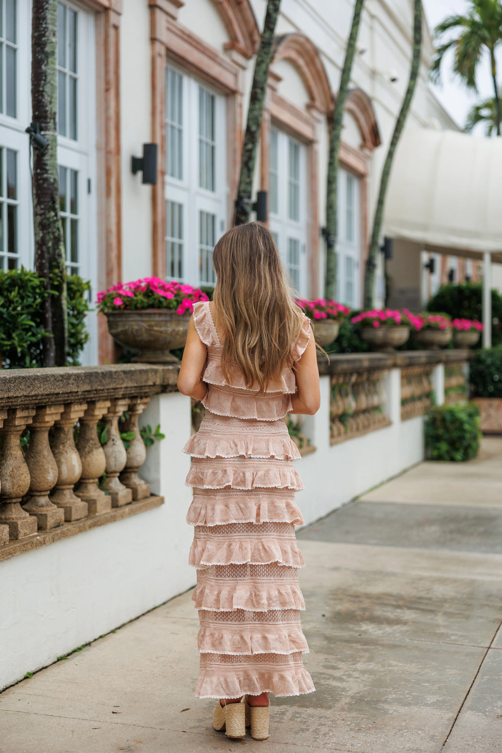 LARGE Marcella Ruffle Knit Top and Skirt Set - Dusty Rose