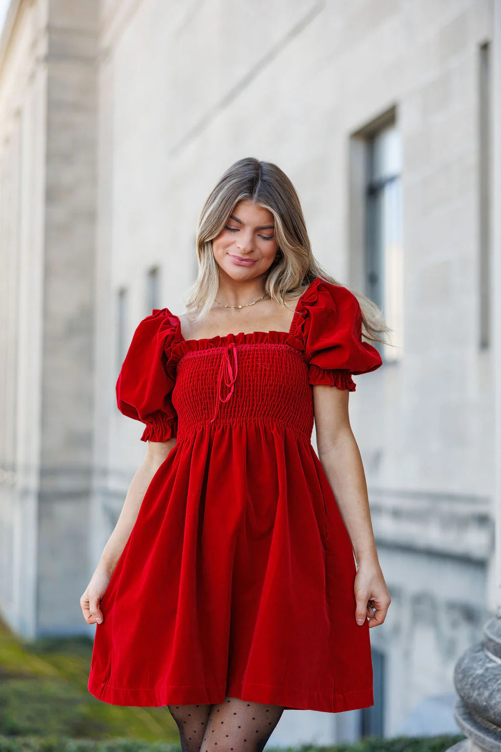 SMALL - Merry Little Christmas Velvet Mini Dress - Red