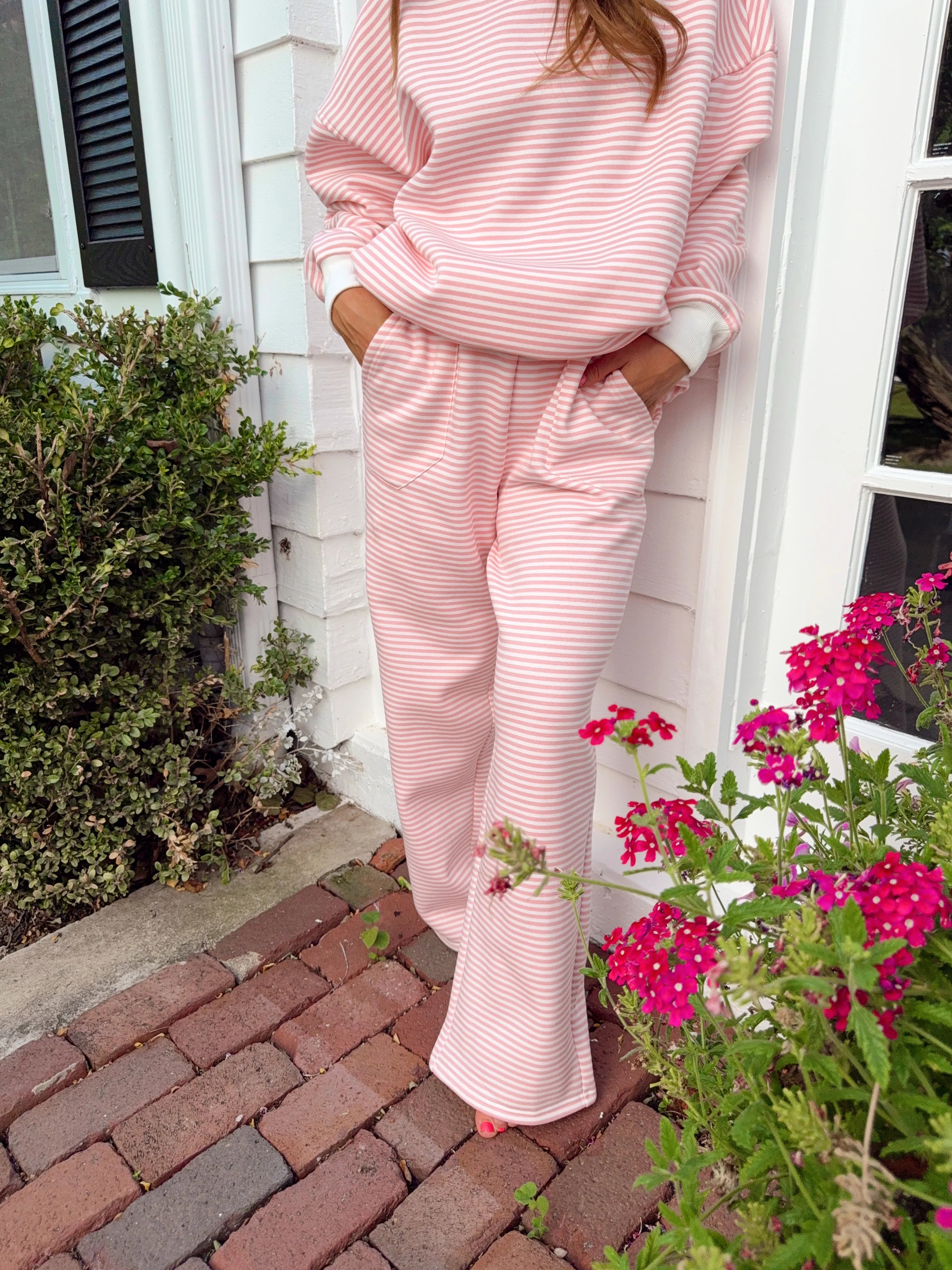 Sail Day Sweatpant - Pink Pinstripe