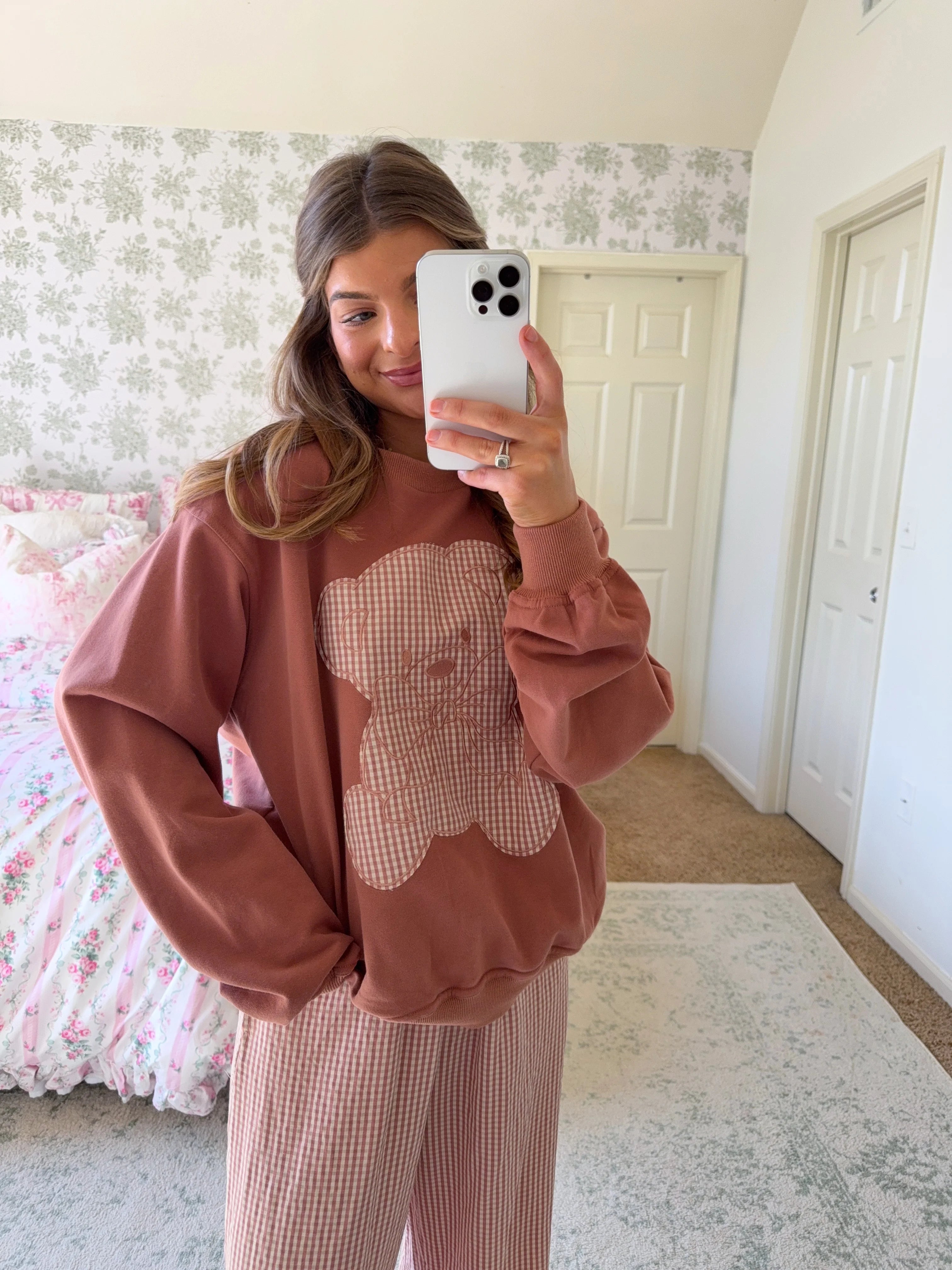 Teddy Bear Gingham Lounge Set - Carmel