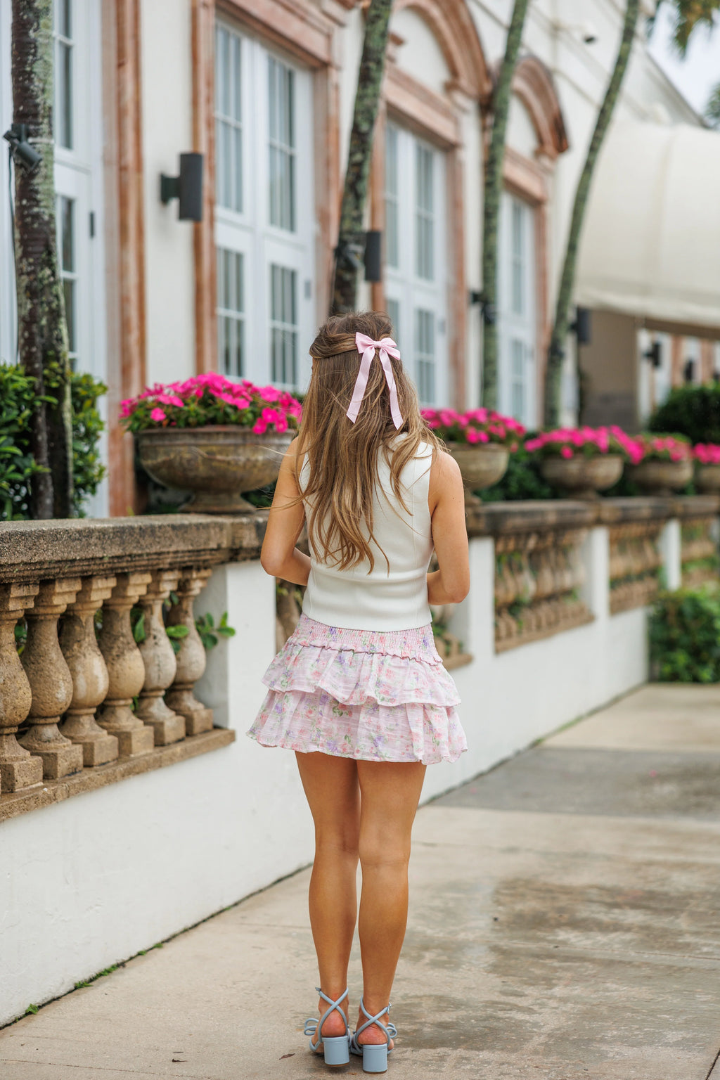 Pink Garden Ruffle Mini Skirt