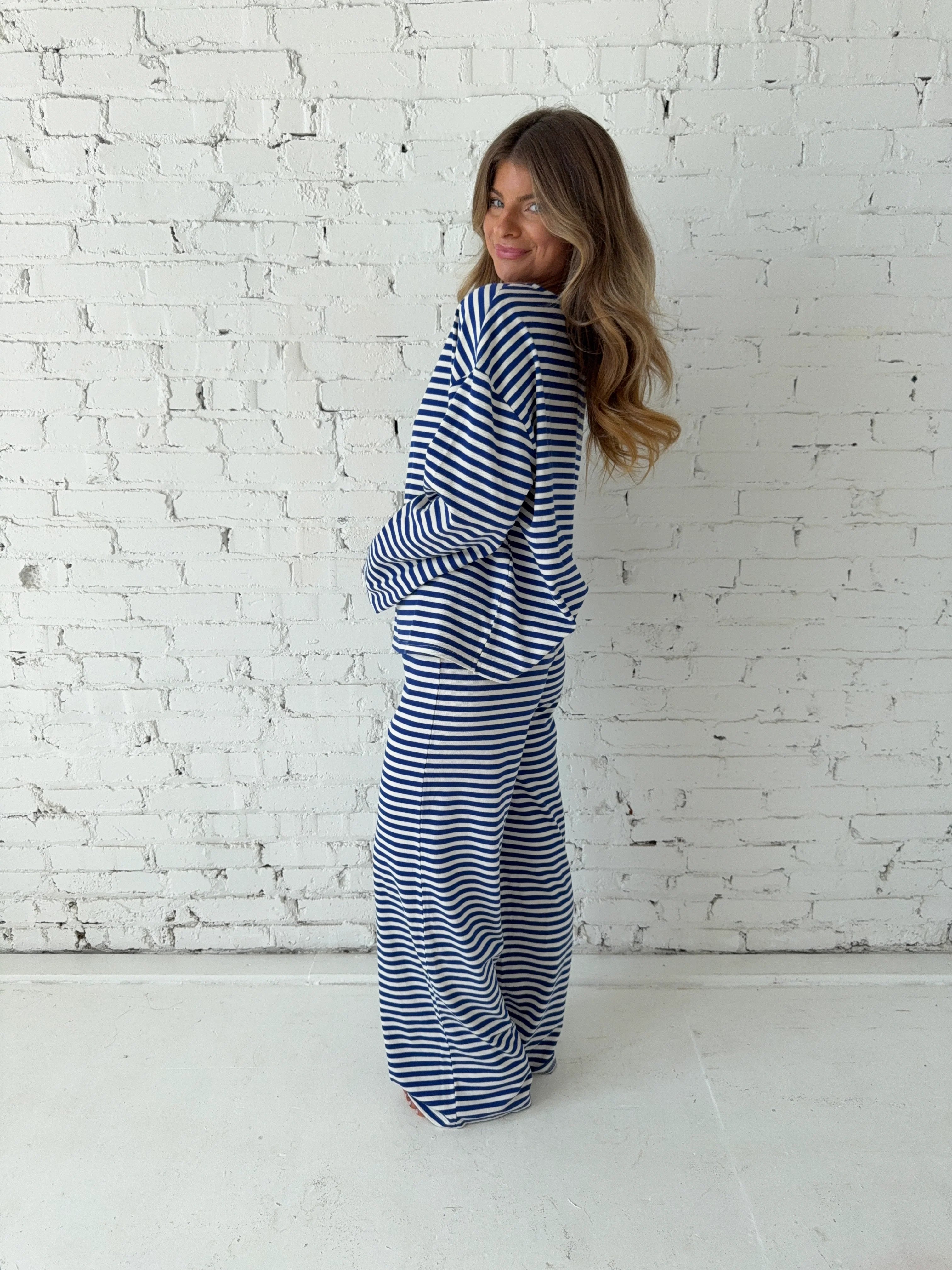Tommy Striped Lounge Set - Navy Stripes