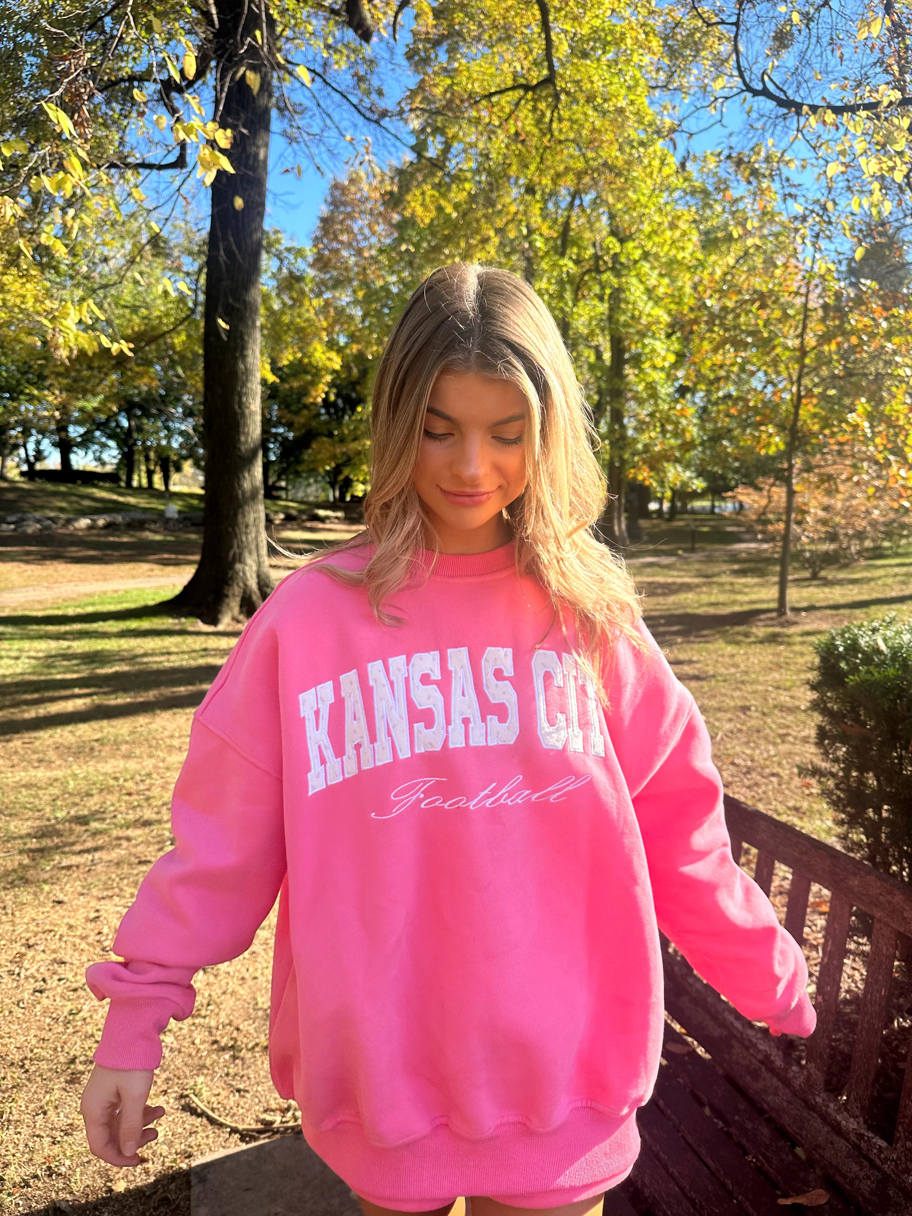 Floral Patched KANSAS CITY, Are You Ready For It? (On the back) Kansas City Football Sweatshirt