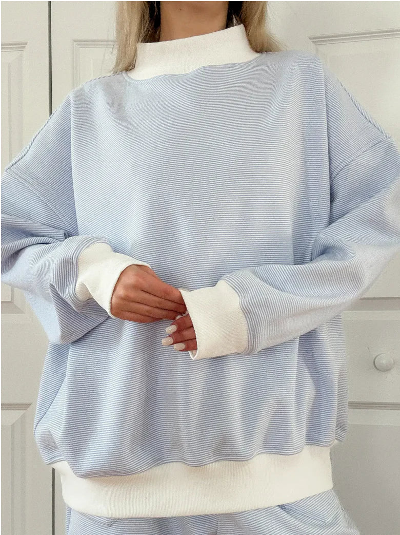 Sail Day Mockneck - Blue / White Pinstripes