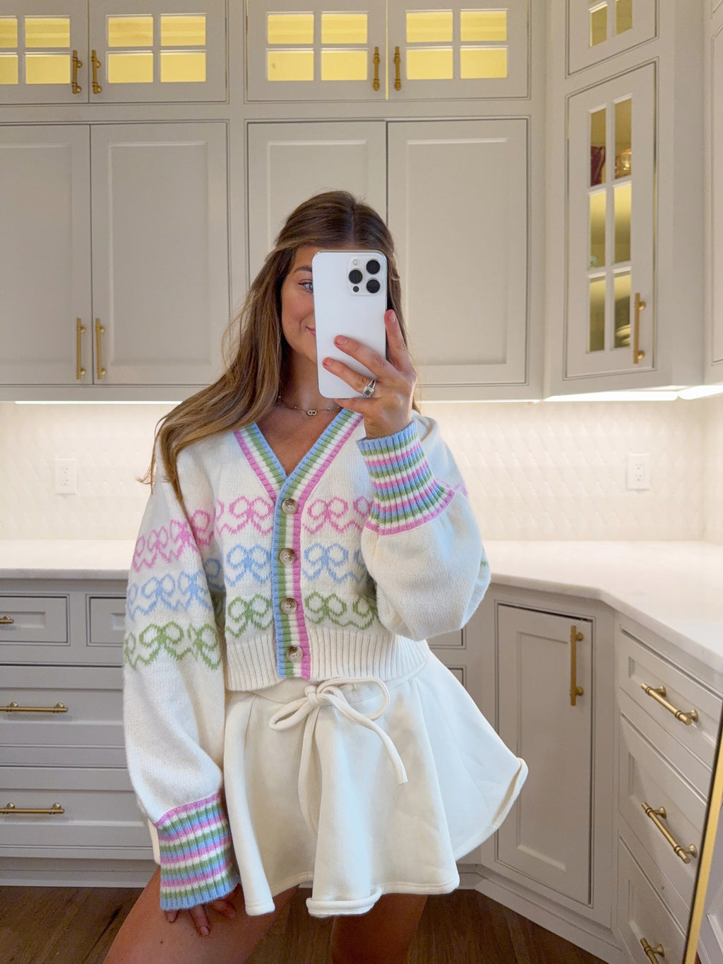 Harrington Ribbon Cardigan - Cream / Multi