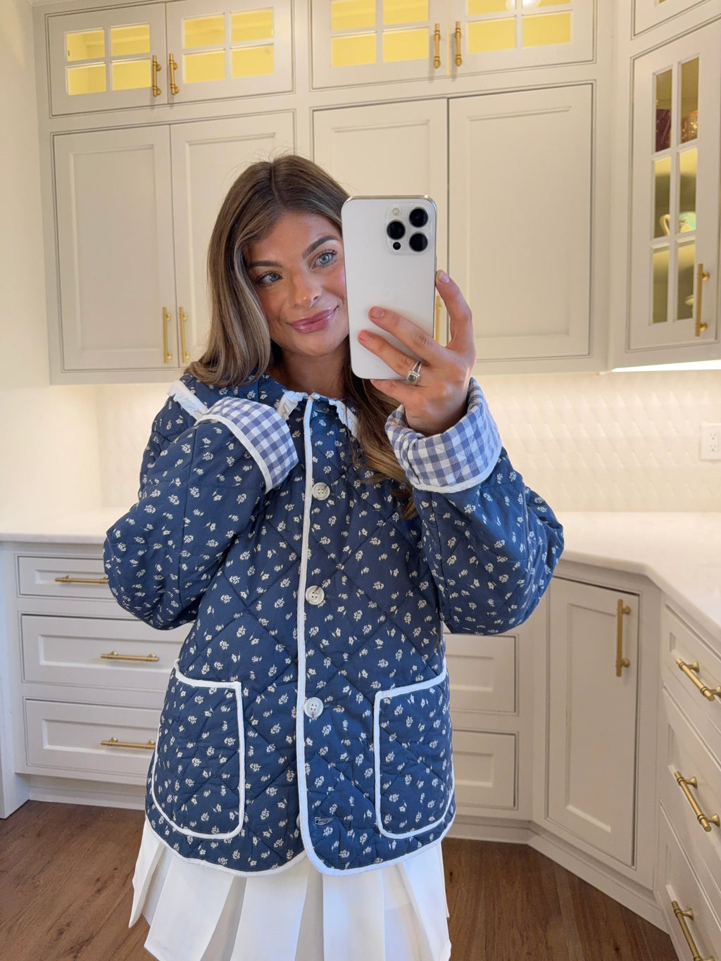 Cider Doll Collar Quilted Jacket - Indigo