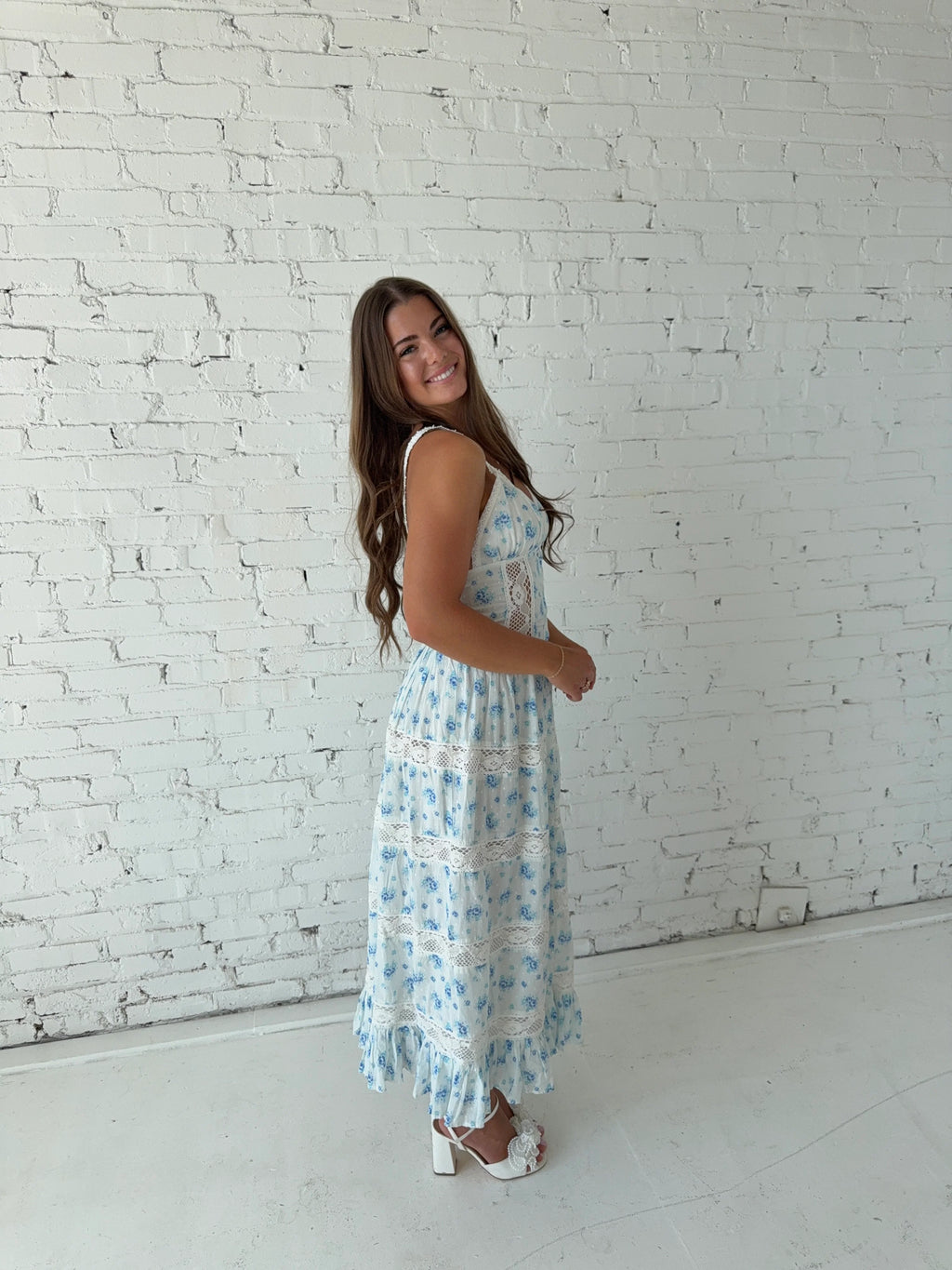 Mila Midi Dress - Ocean Bloom