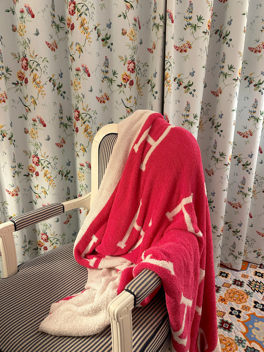 Hot Pink H Luxury Blanket - Reversible