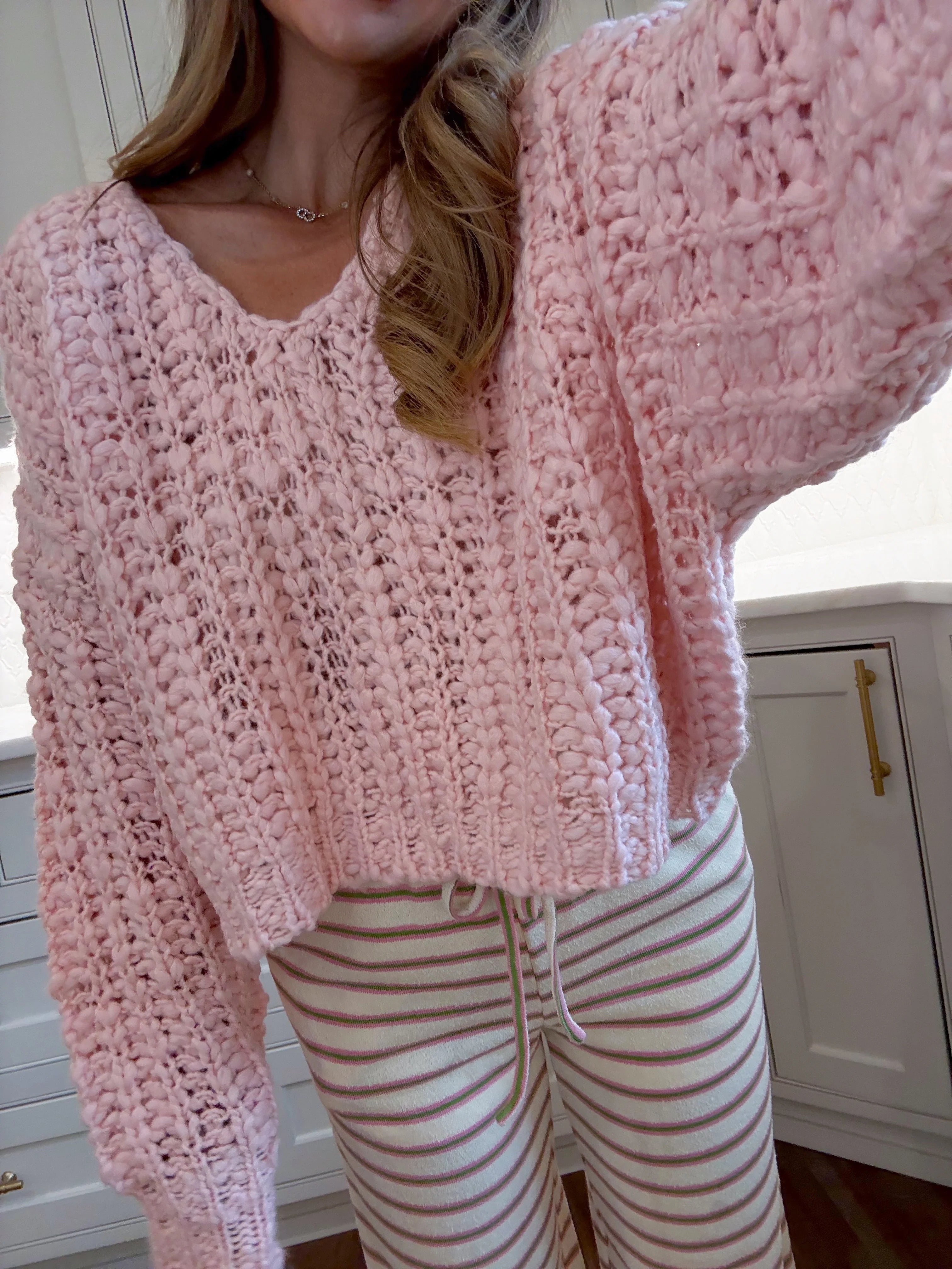 Alfie Popcorn Sweater - Light Pink