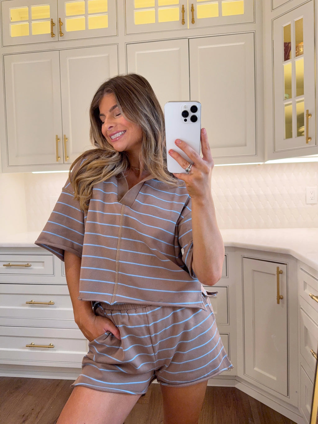 Camberly Striped Set - Mocha / Blue