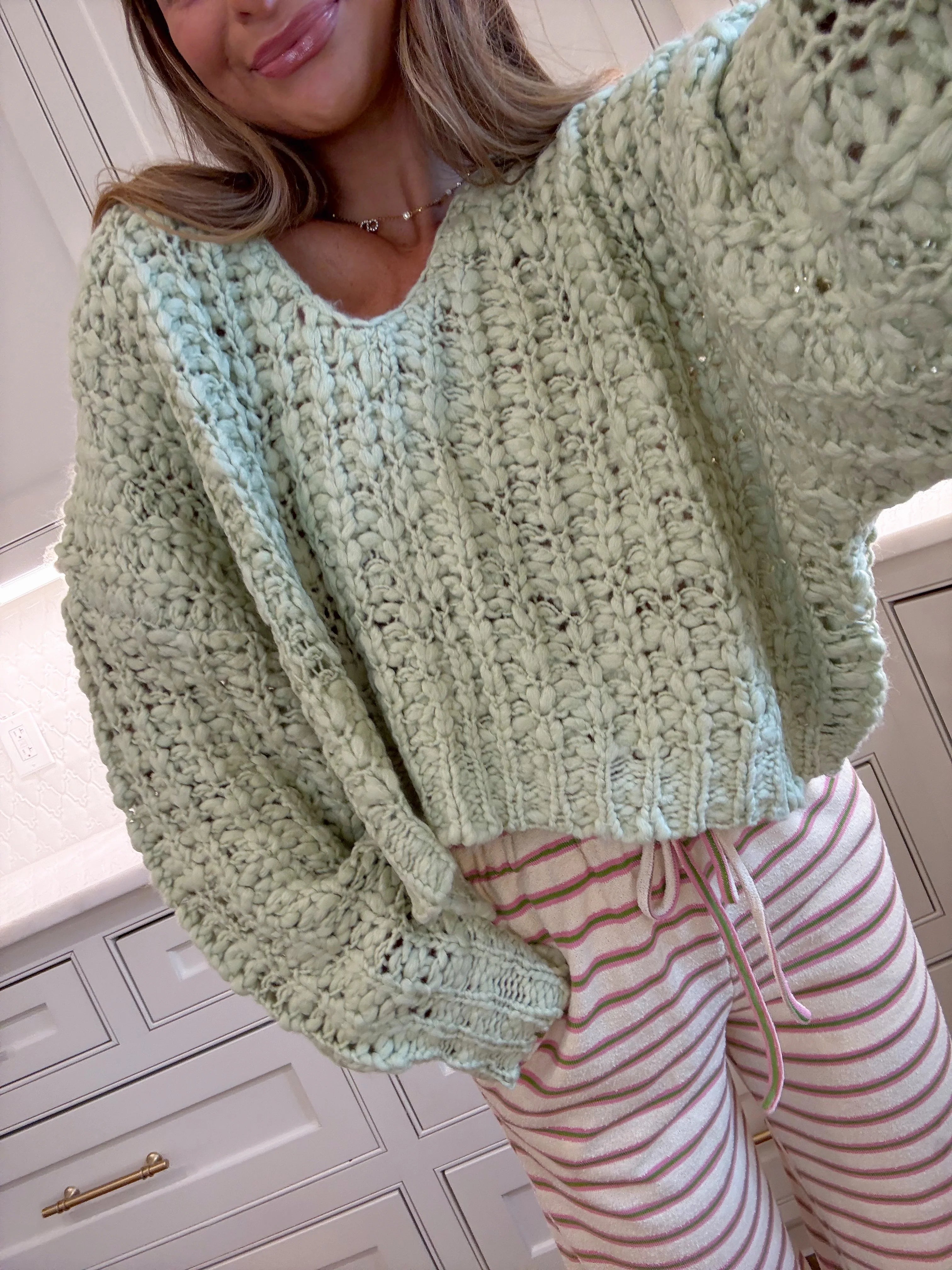 Alfie Popcorn Sweater - Sage