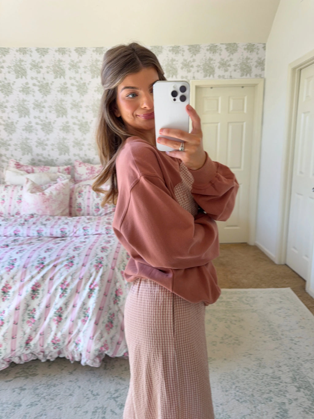 Teddy Bear Gingham Lounge Set - Carmel