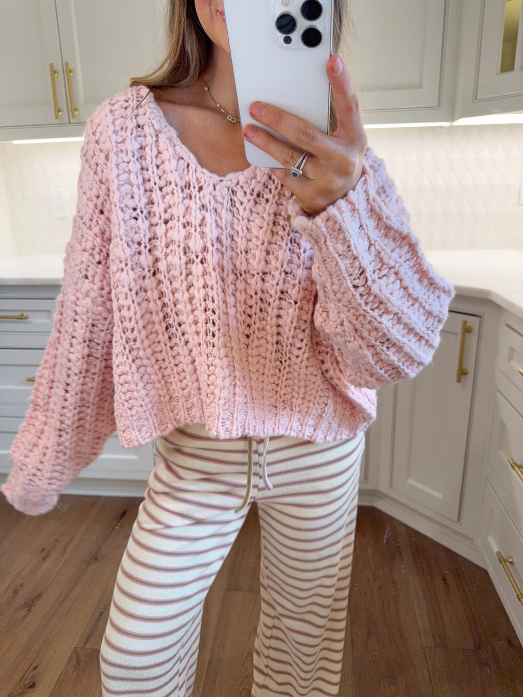 Alfie Popcorn Sweater - Light Pink
