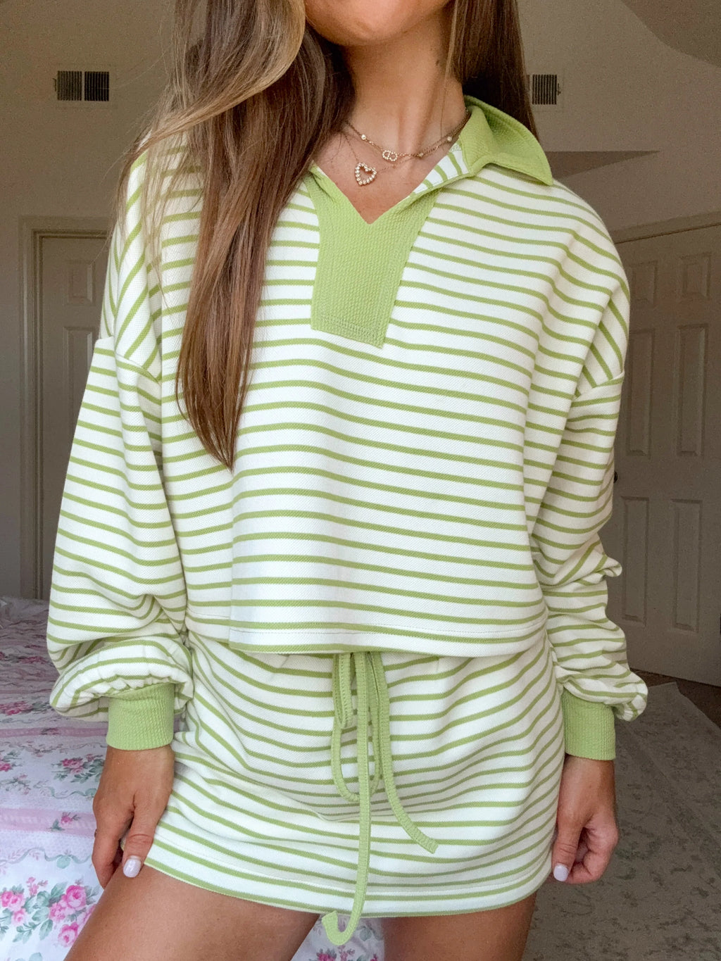 Claire Striped Set - Avocado