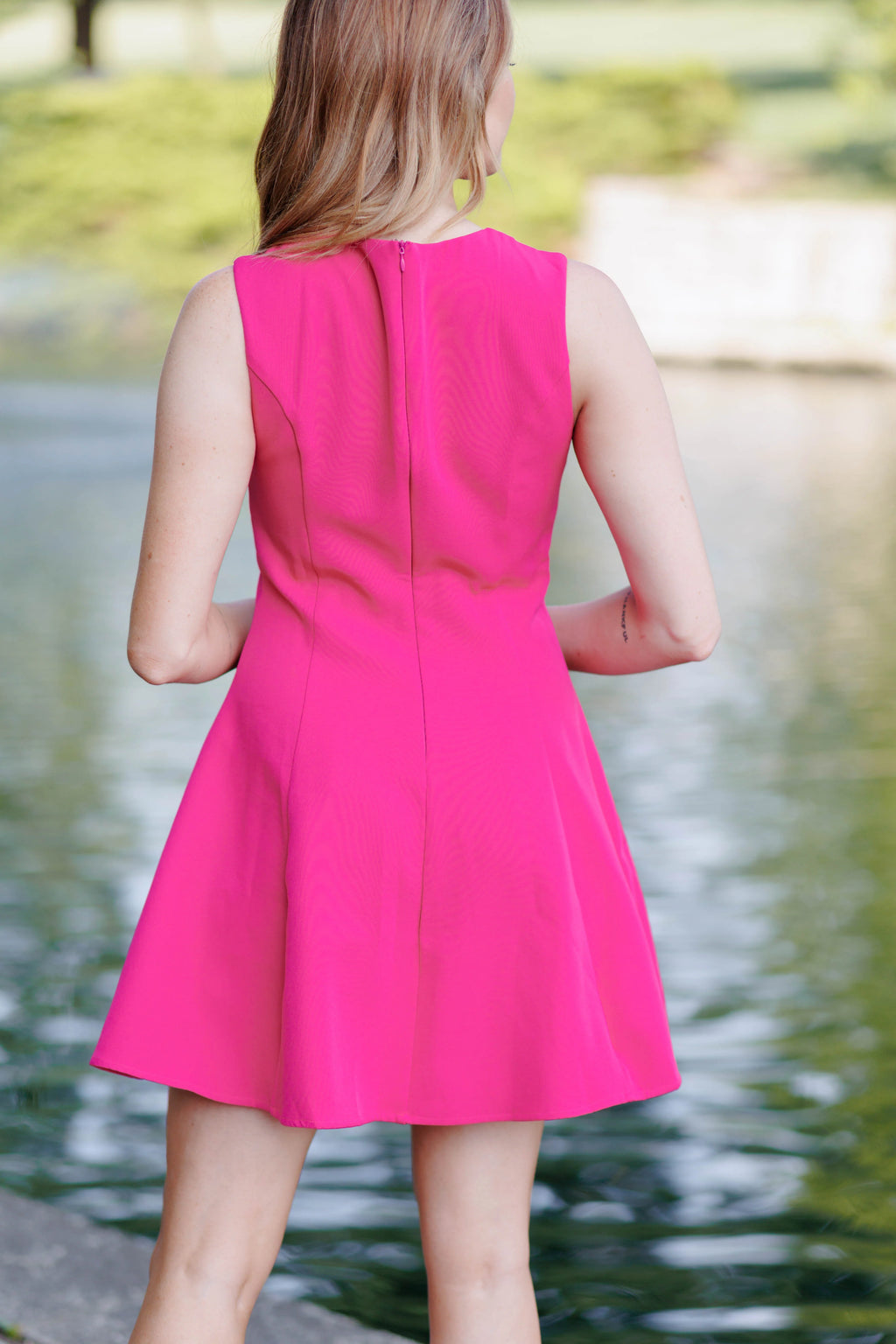 Sofia Bow Front Mini Dress - Magenta