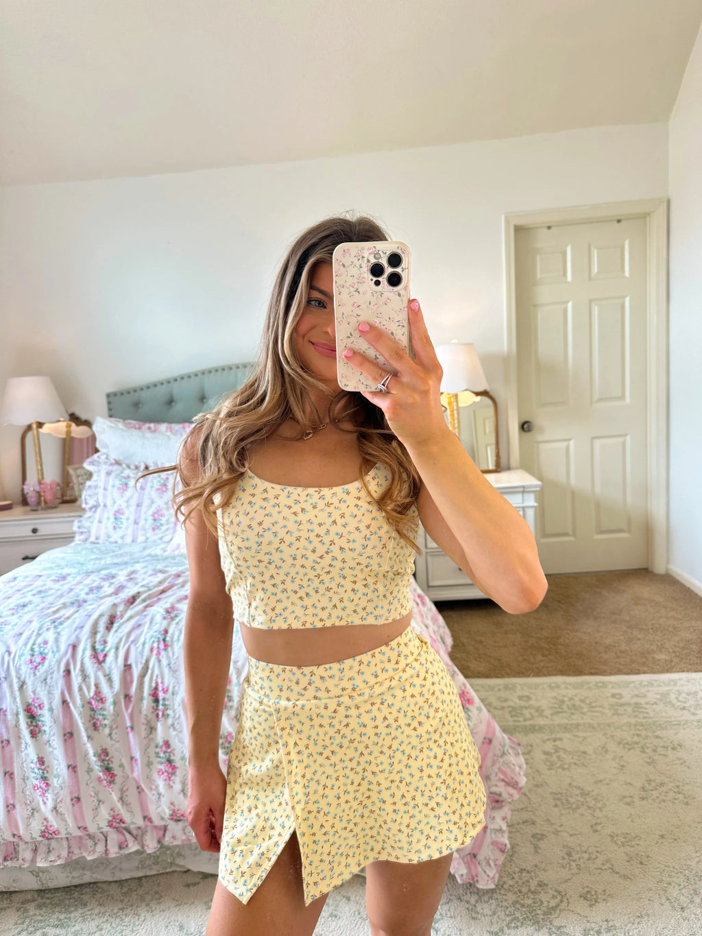 Ditsy Daisy Active Tank - Yellow