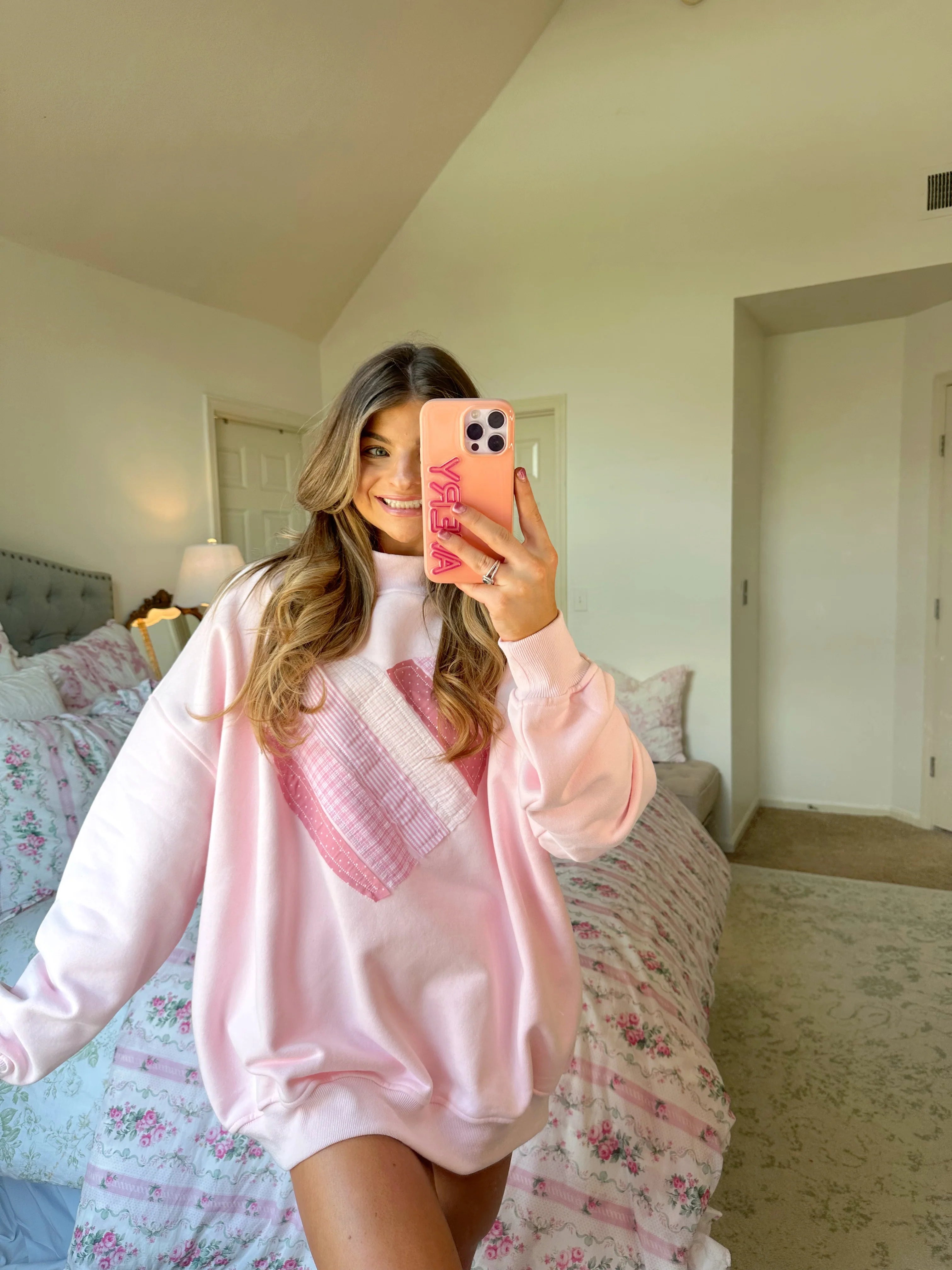 Sweetheart Patchwork Mockneck Sweatshirt