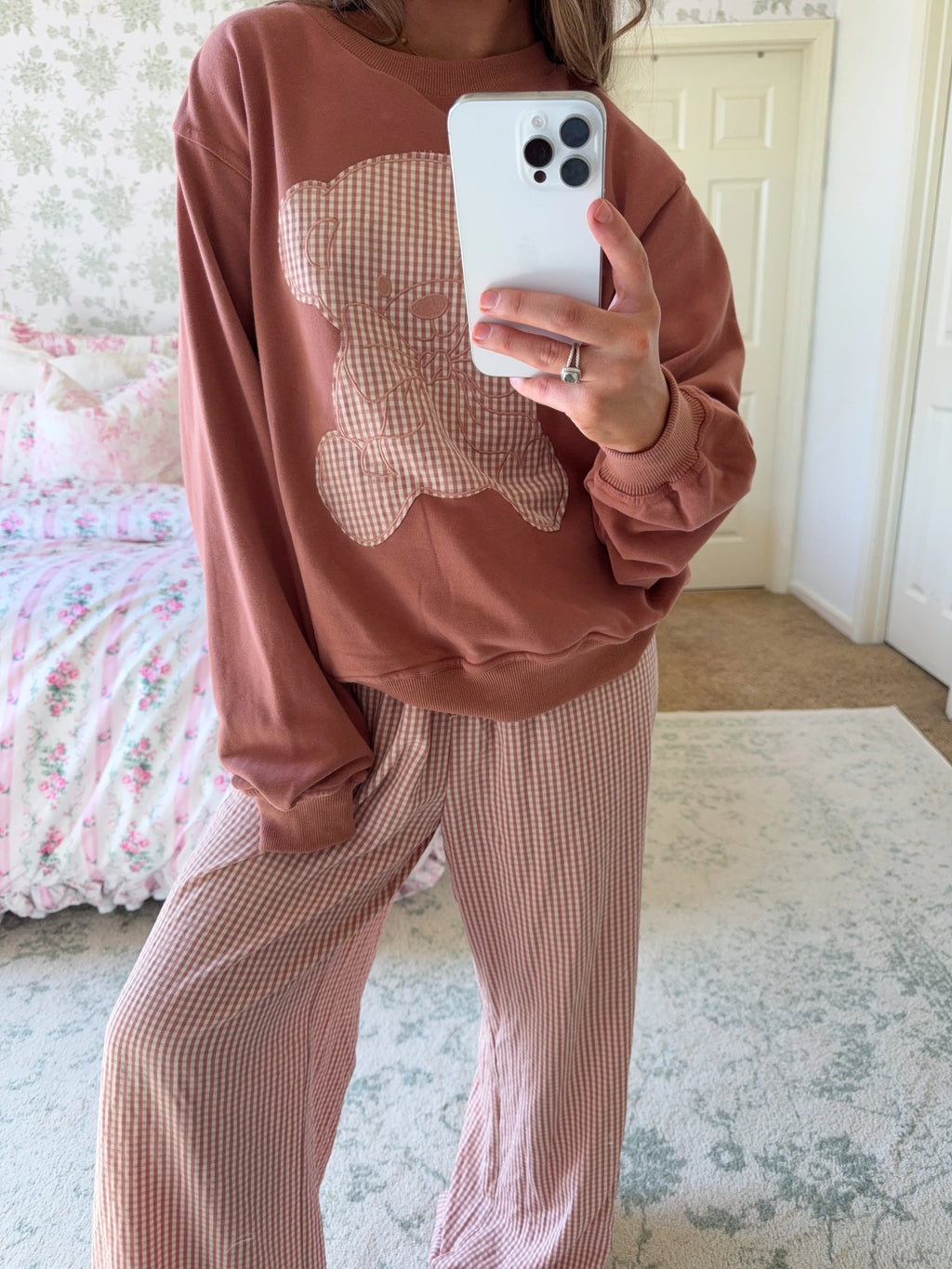 Teddy Bear Gingham Lounge Set - Carmel