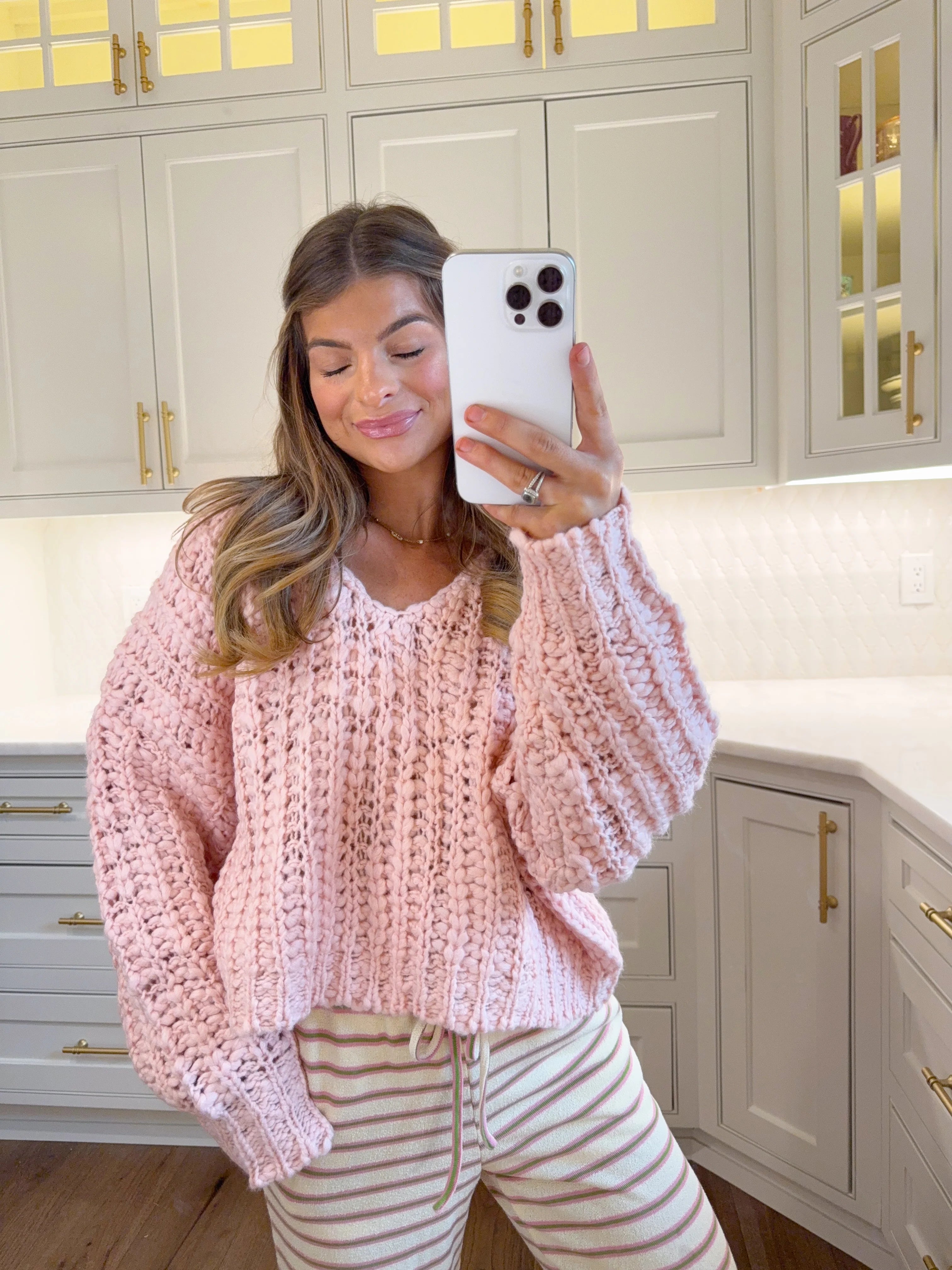 Alfie Popcorn Sweater - Light Pink