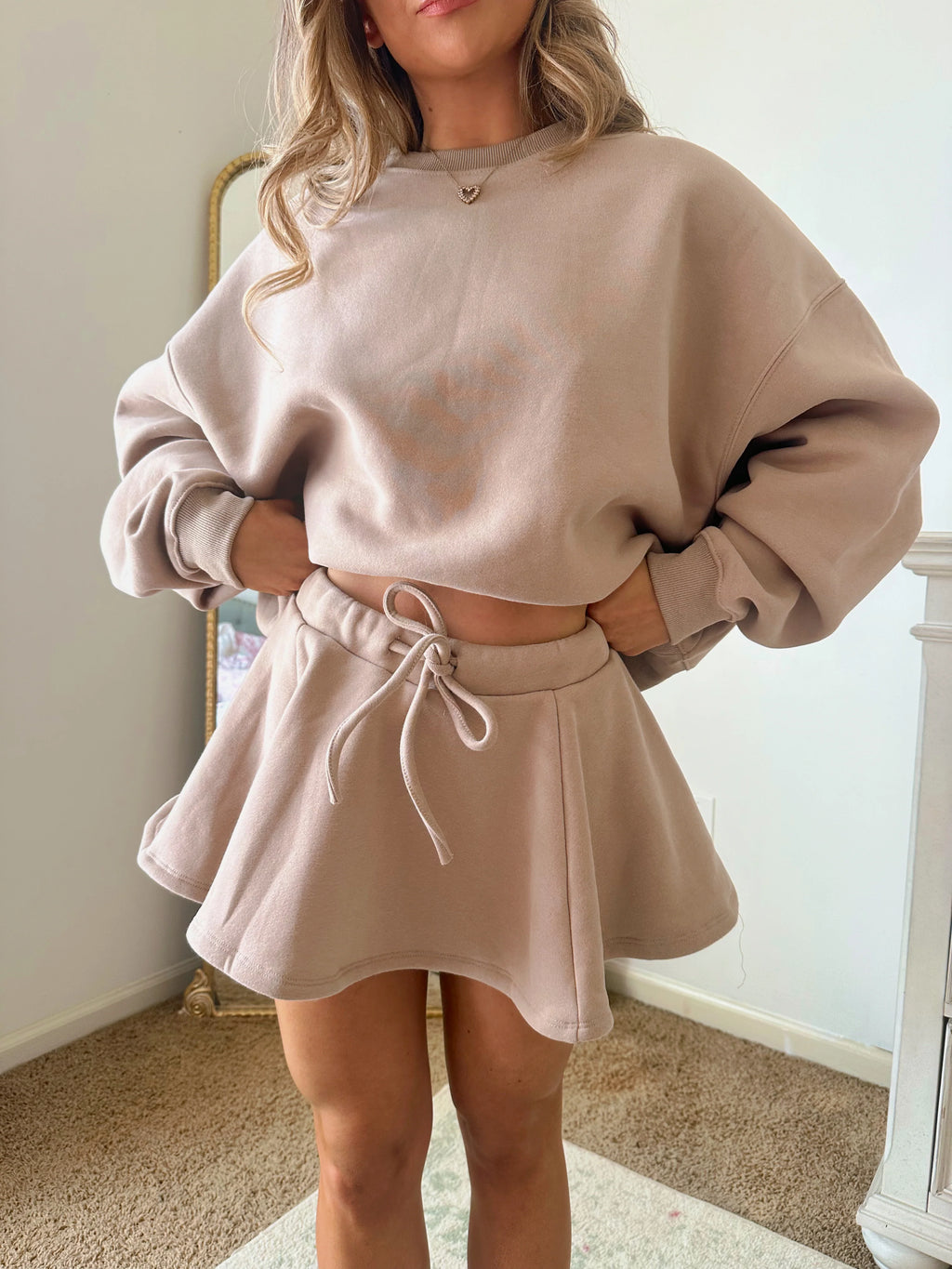 Boardwalk Crewneck and Skort Set - Mocha