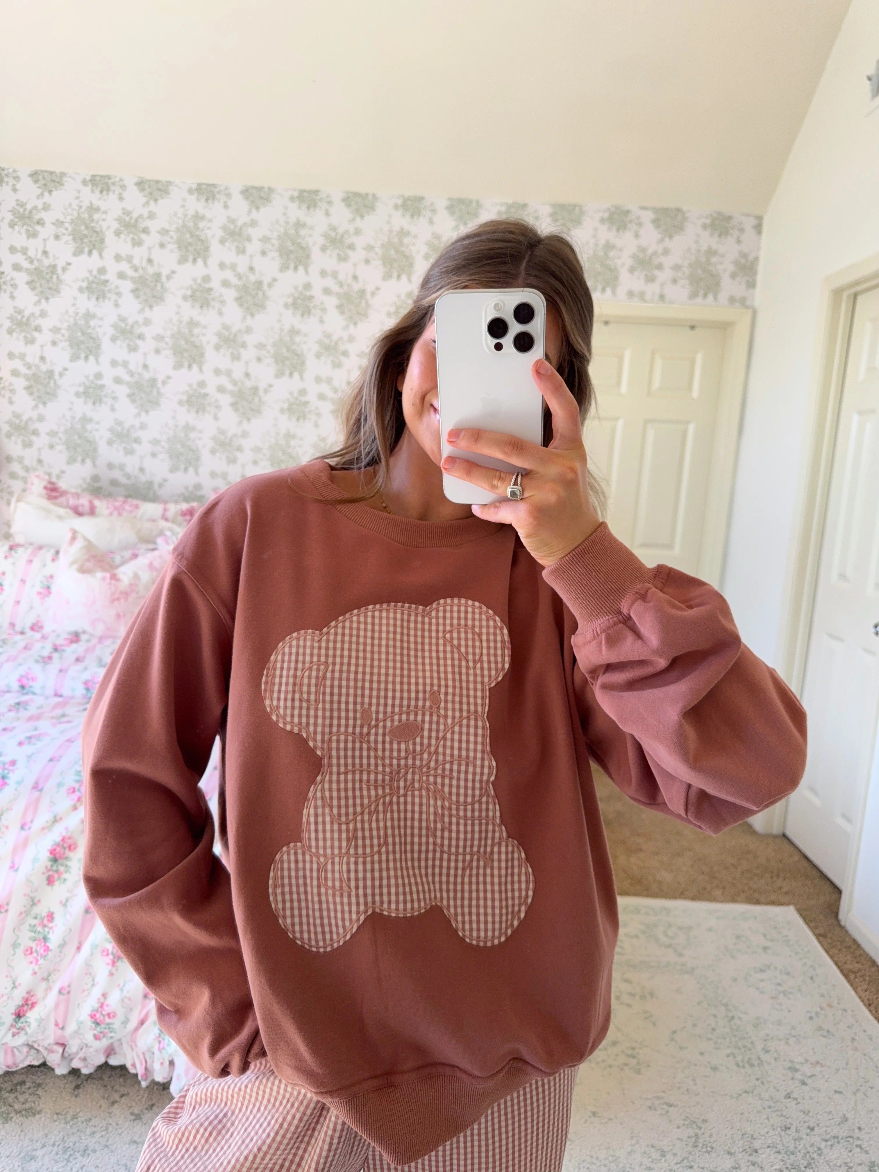 Teddy Bear Gingham Lounge Set - Carmel