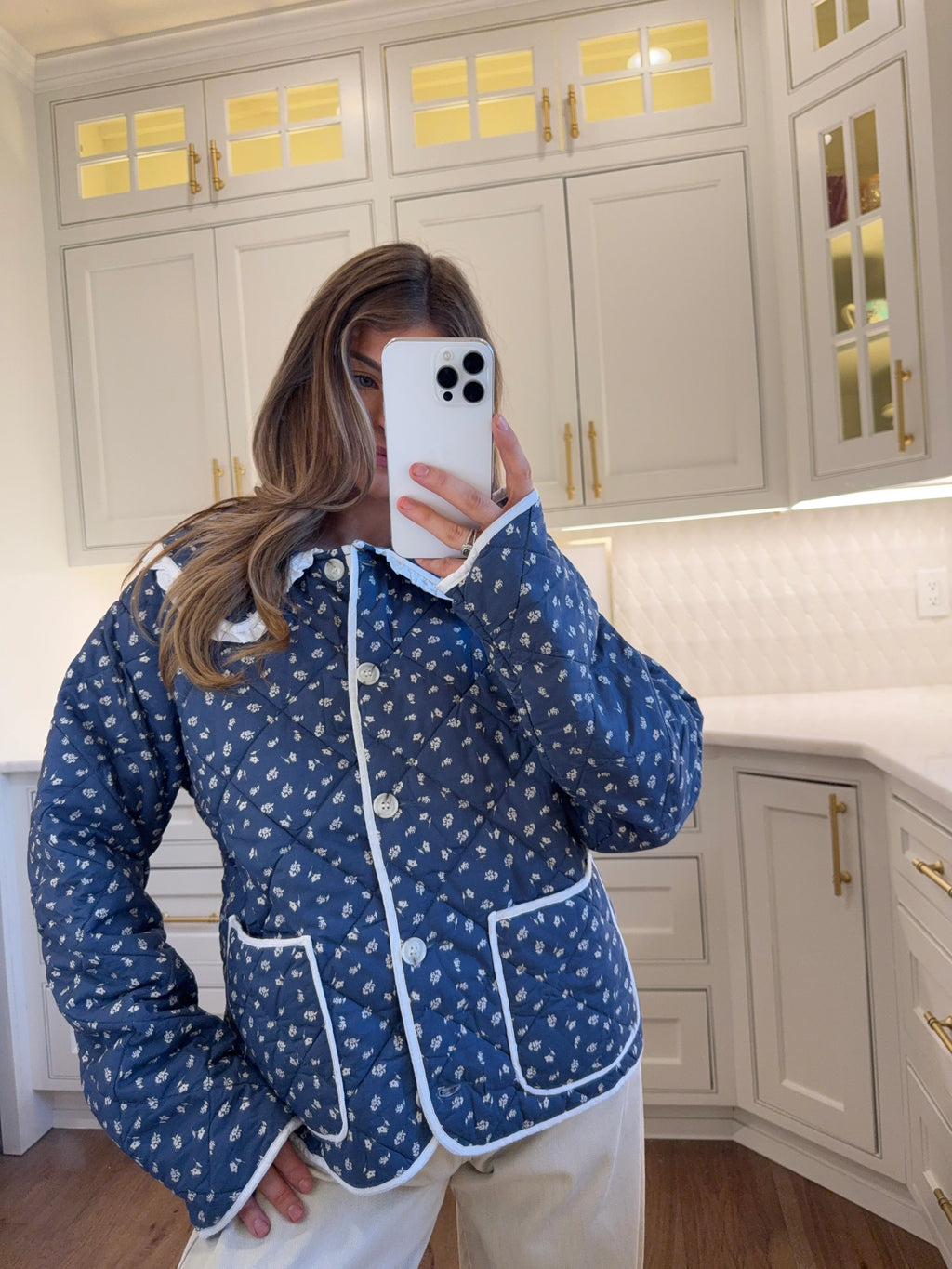 Cider Doll Collar Quilted Jacket - Indigo