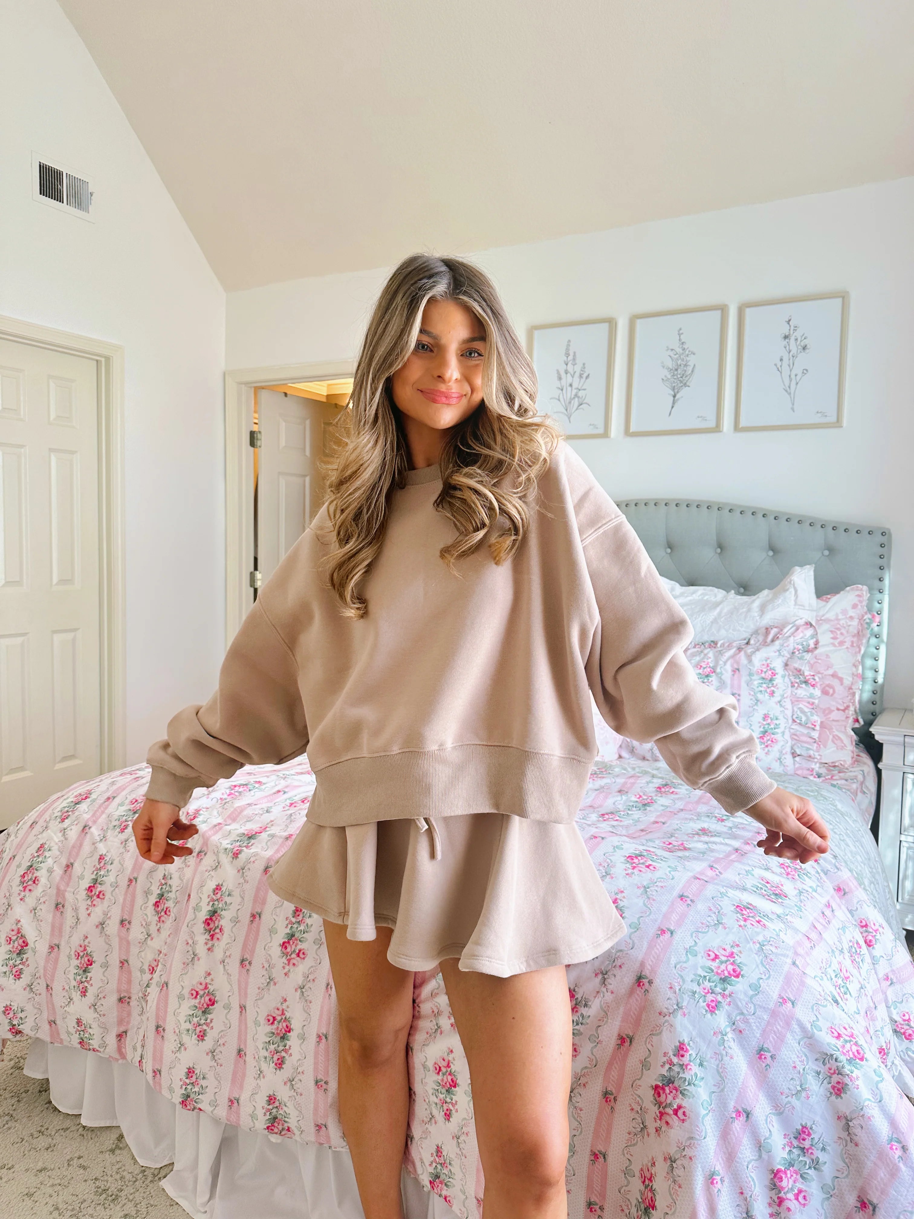 Boardwalk Crewneck and Skort Set - Mocha