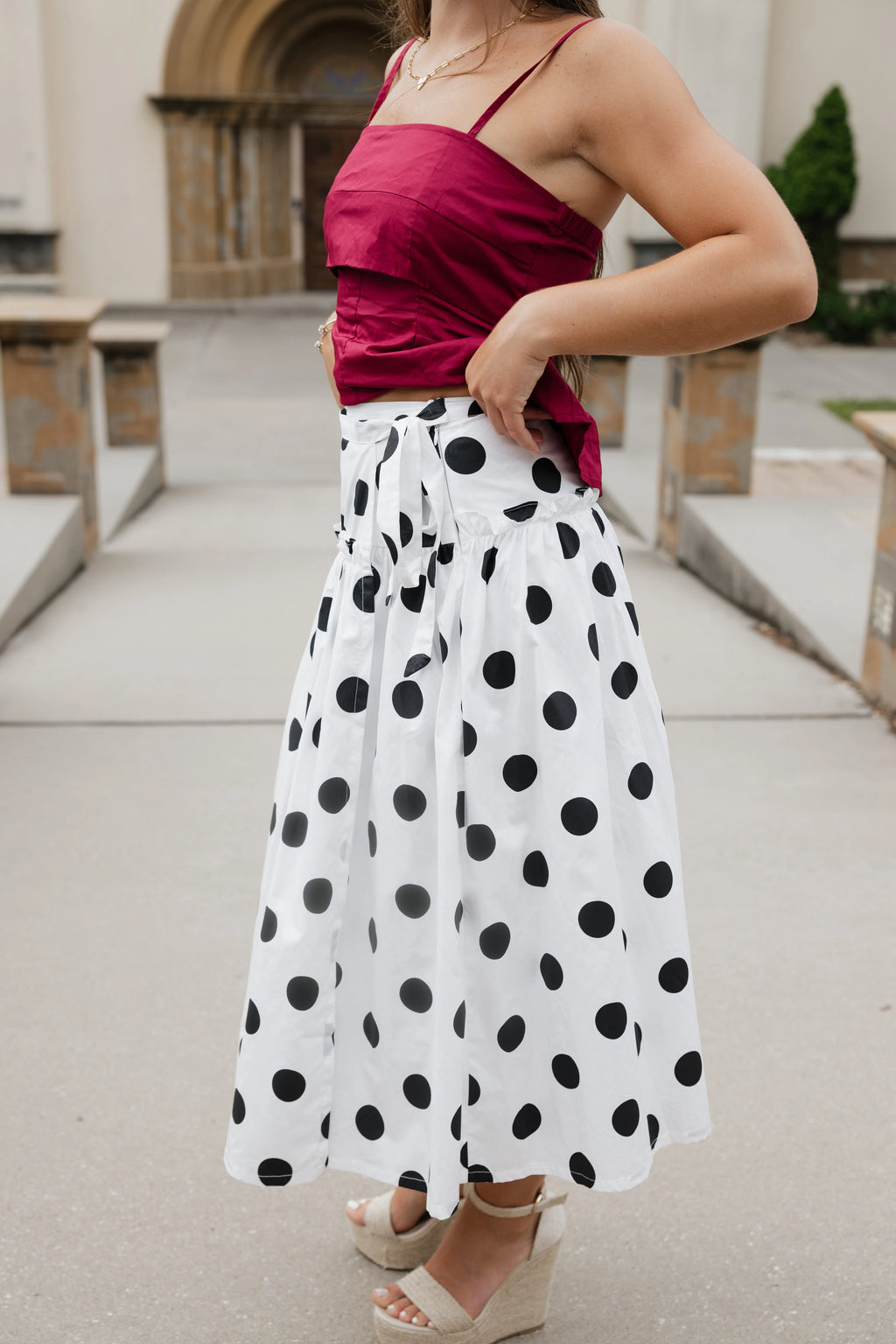Lola Polka Dot Maxi Skirt - White / Black